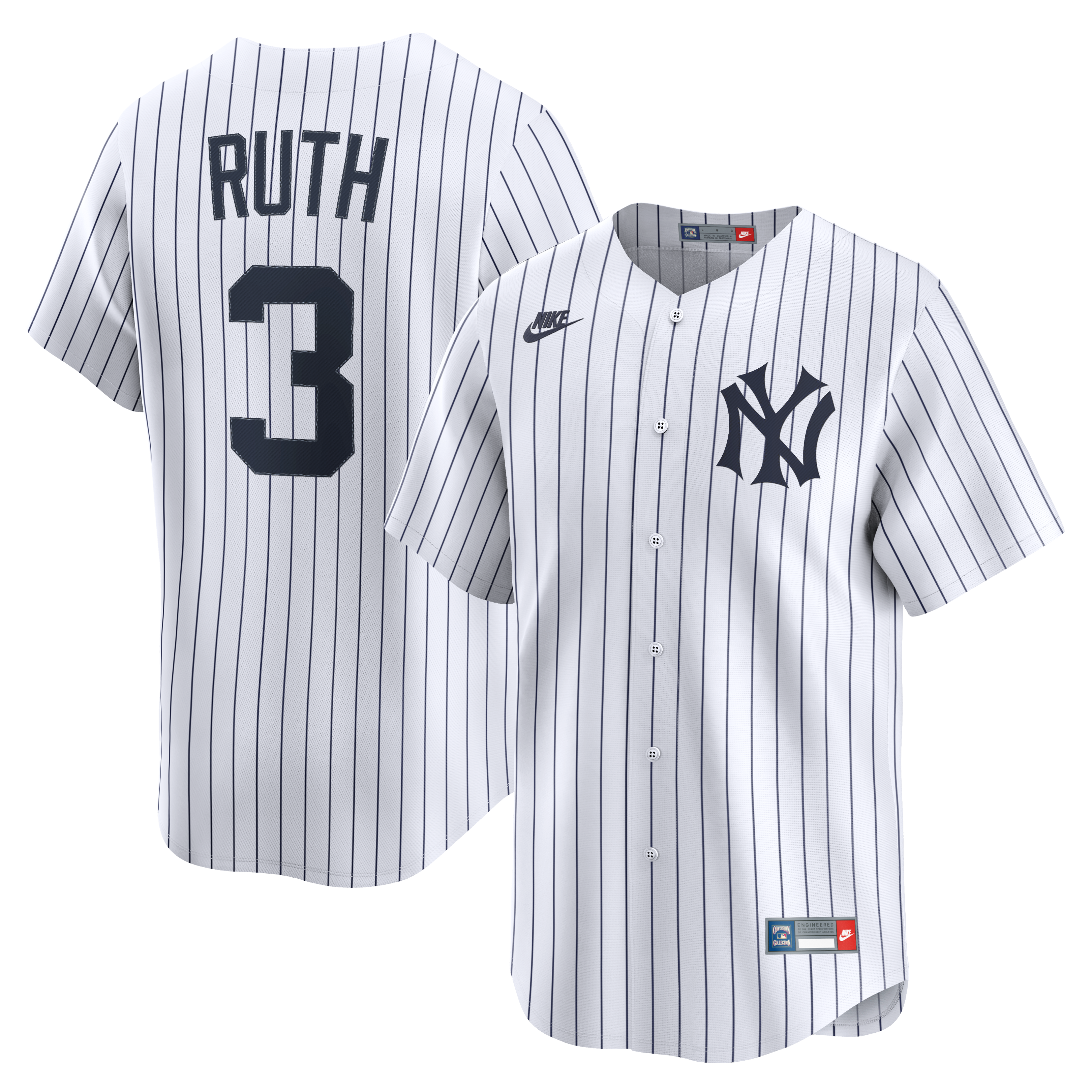 Babe Ruth New York Yankees Throwback Cooperstown Collection Limited Jersey - White | Stitched Baseball Jersey TJS1375