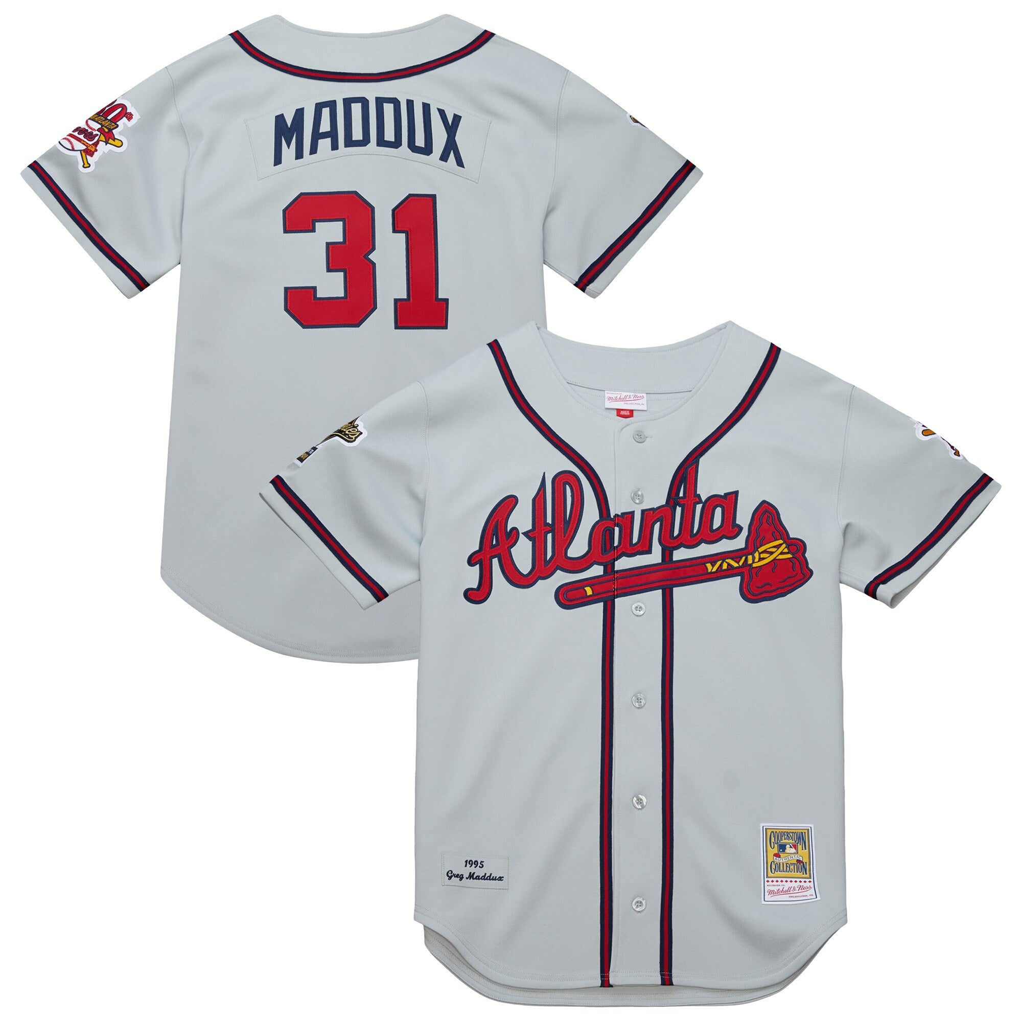 Greg Maddux Atlanta Braves M & N 1995 Throwback Jersey - Gray | Stitched Baseball Jersey TJS1706