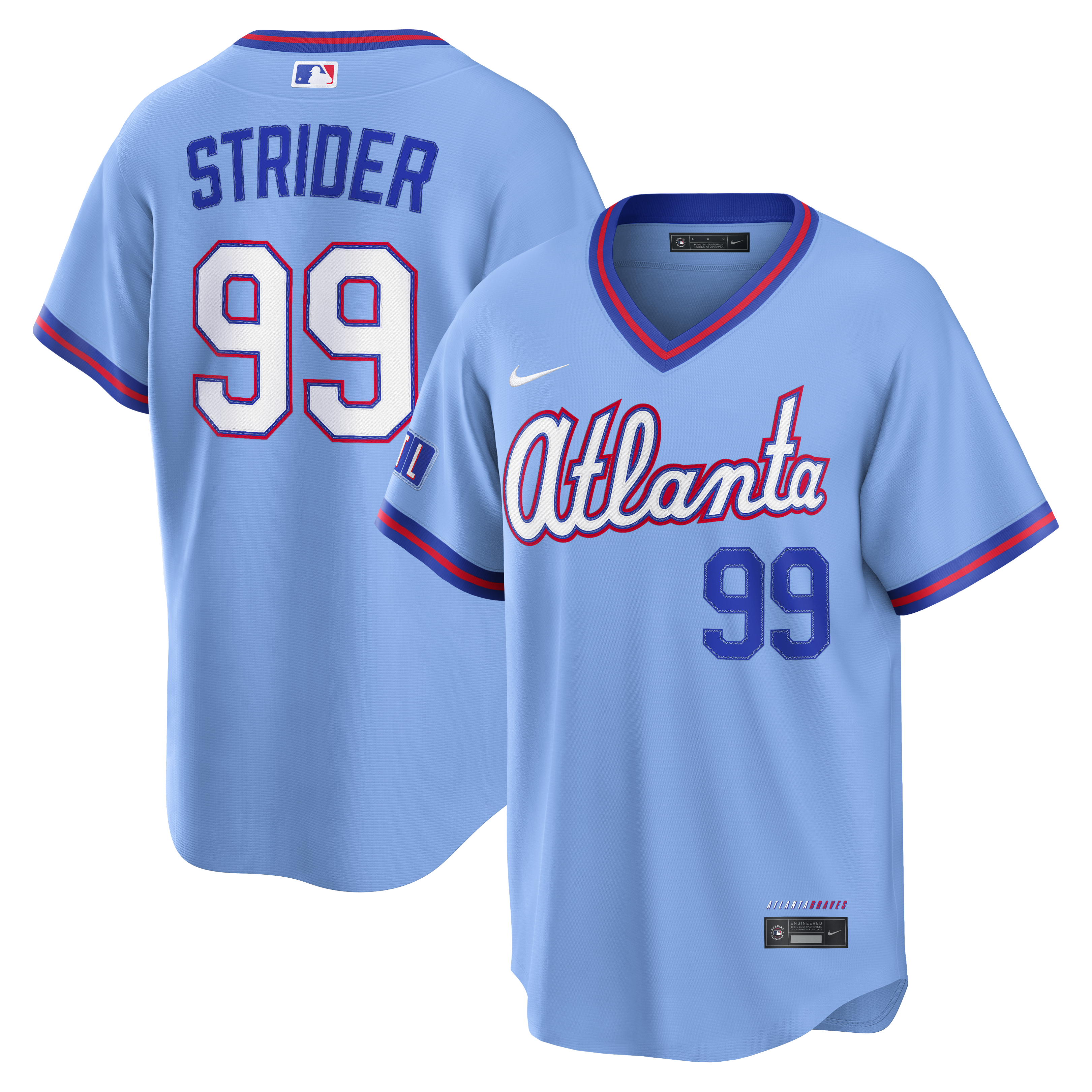 Spencer Strider Atlanta Braves 2026 City Connect Stadium Jersey - Powder Blue | Stitched Baseball Jersey TJS1669