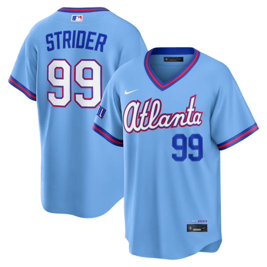 Spencer Strider Atlanta Braves 2026 City Connect Stadium Jersey - Powder Blue | Stitched Baseball Jersey TJS1669