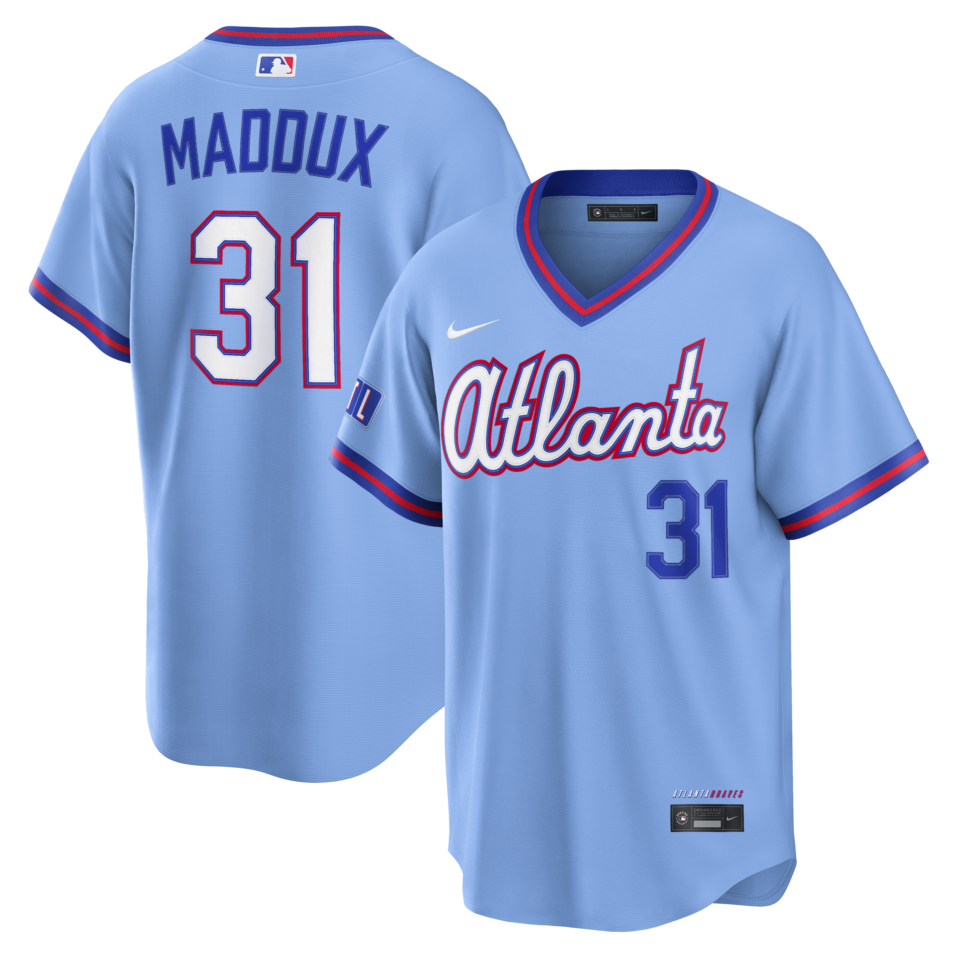 Greg Maddux Atlanta Braves 2026 City Connect Stadium Jersey - Powder Blue | Stitched Baseball Jersey TJS1678