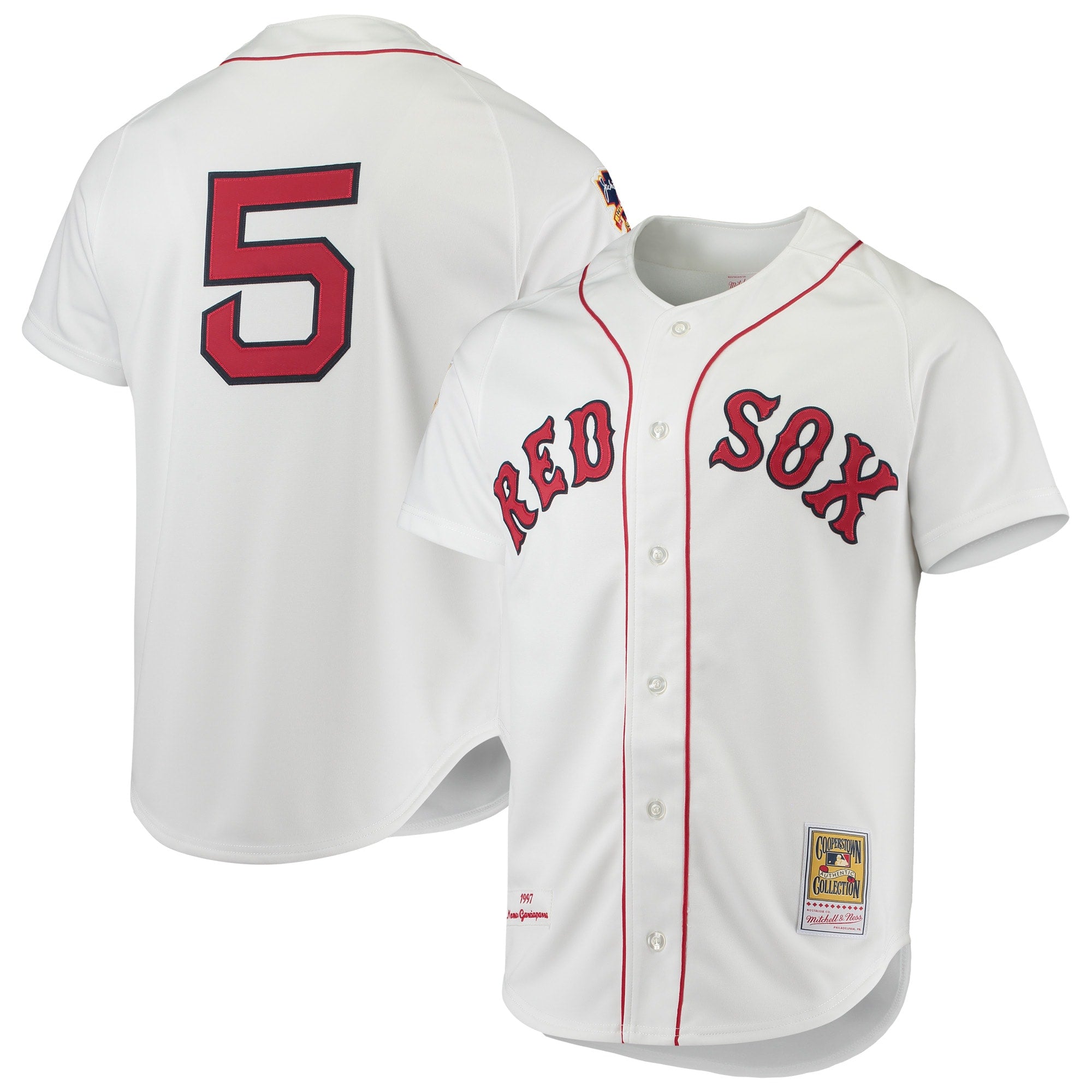 Nomar Garciaparra Boston Red Sox M & N 1997 Cooperstown Collection Jersey - White | Stitched Baseball Jersey TJS1708
