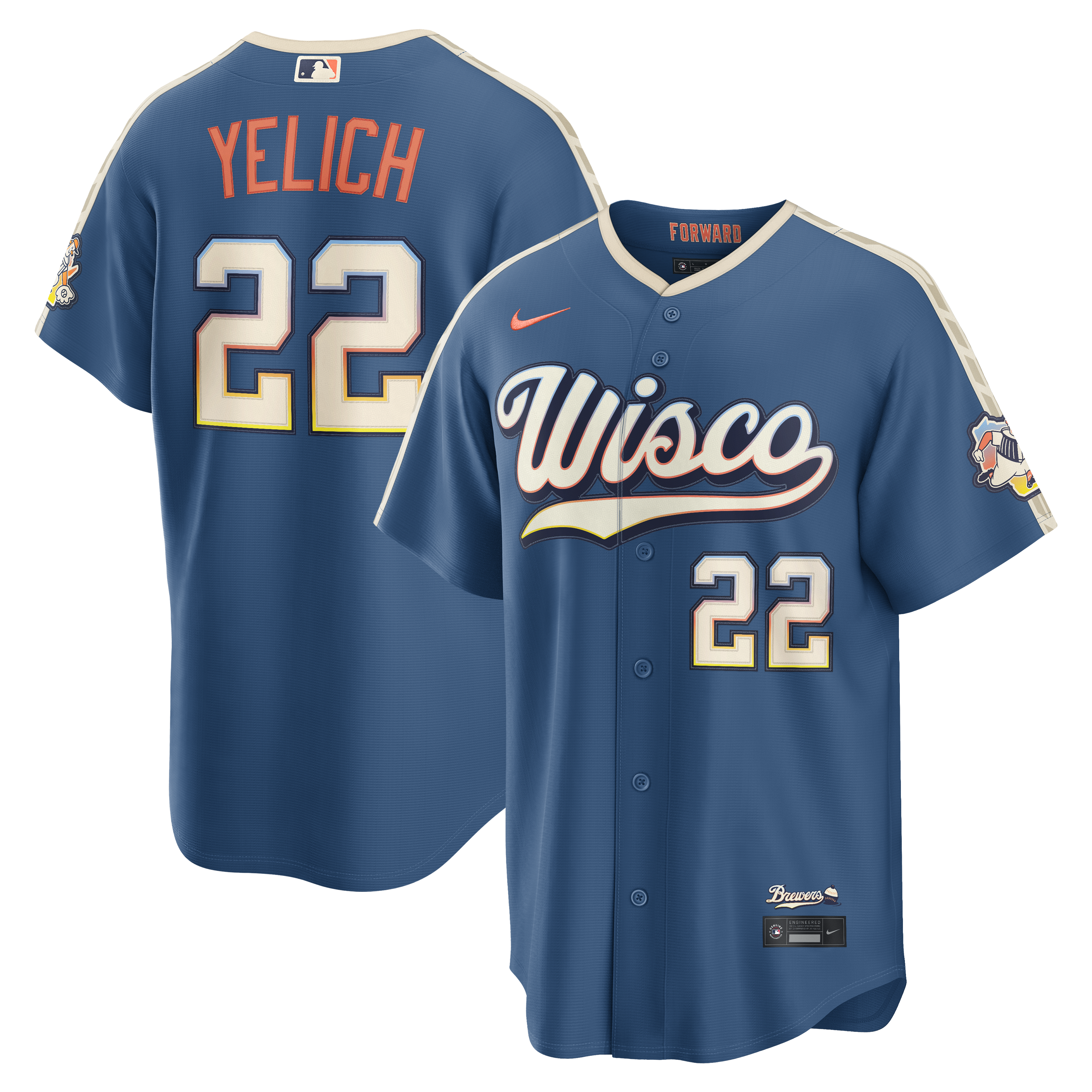 Christian Yelich Milwaukee Brewers 2026 City Connect Stadium Jersey - Mineral Blue | Stitched Baseball Jersey TJS1659