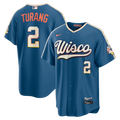 Brice Turang Milwaukee Brewers 2026 City Connect Stadium Jersey - Mineral Blue | Stitched Baseball Jersey TJS1712
