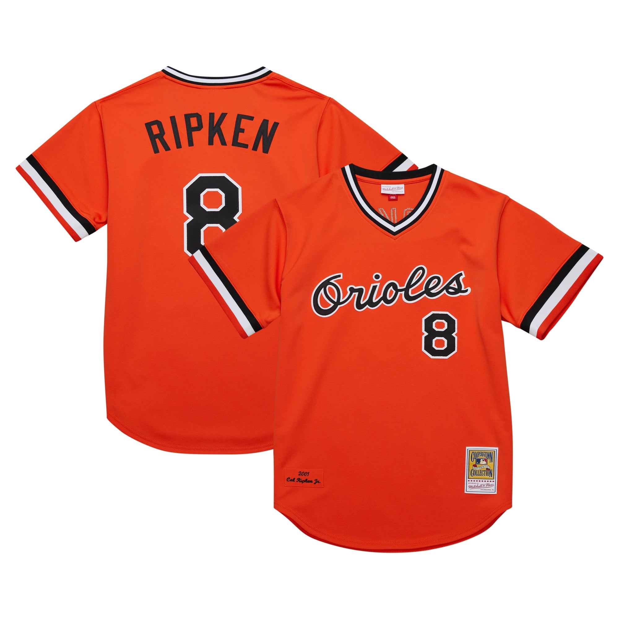 Cal Ripken Jr. Baltimore Orioles M & N 2001 Cooperstown Collection Throwback Jersey - Orange | Stitched Baseball Jersey TJS1696