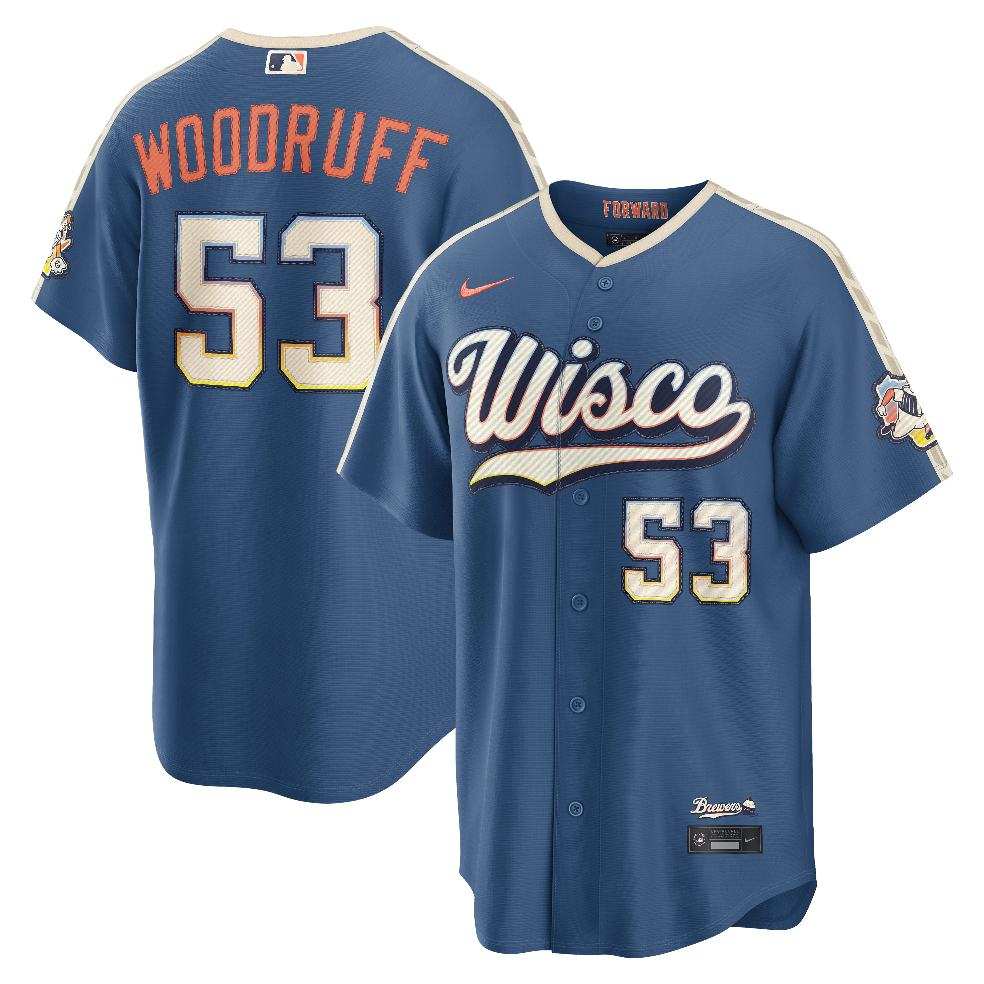 Brandon Woodruff Milwaukee Brewers 2026 City Connect Stadium Jersey - Mineral Blue | Stitched Baseball Jersey TJS1722