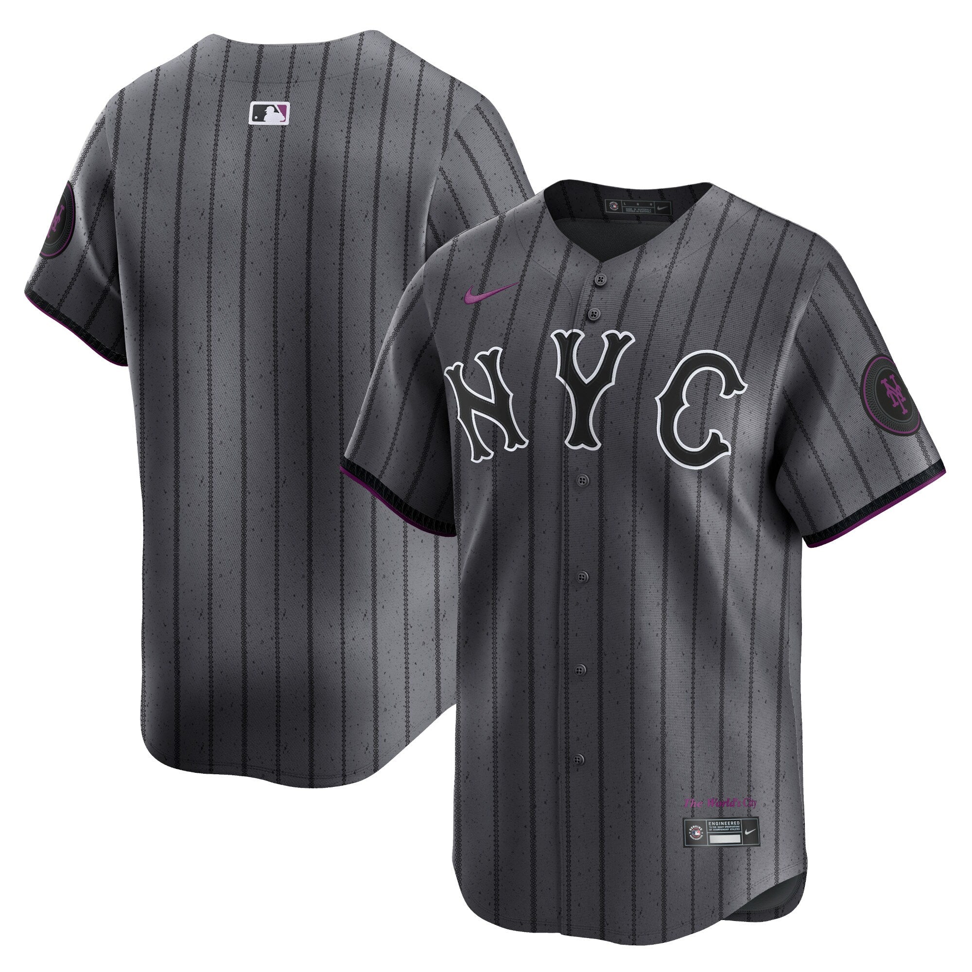 New York Mets 2024 City Connect Limited Jersey - Graphite | Stitched Baseball Jersey TJS1692