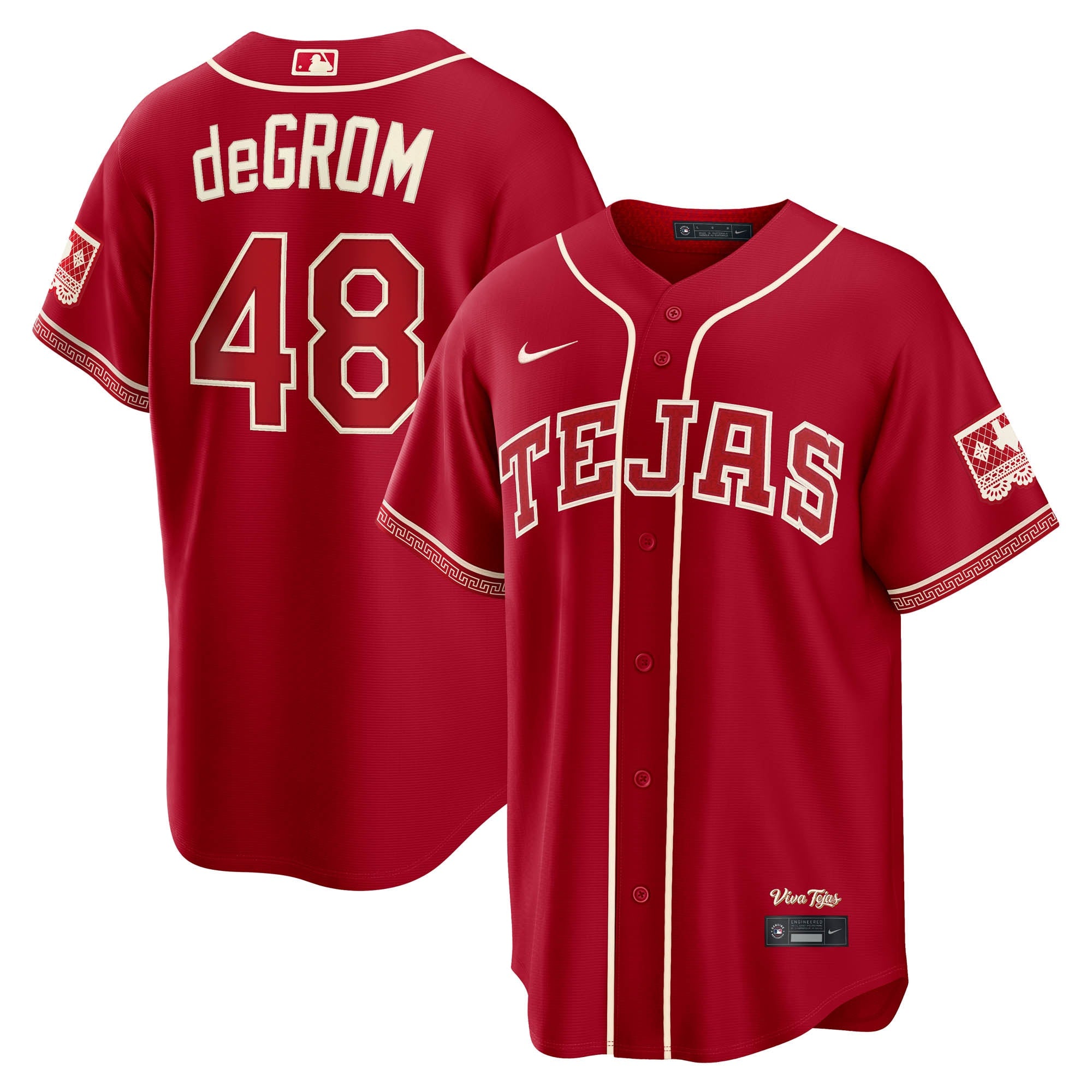 Jacob deGrom Texas Rangers 2026 City Connect Stadium Jersey - Red | Stitched Baseball Jersey TJS1651