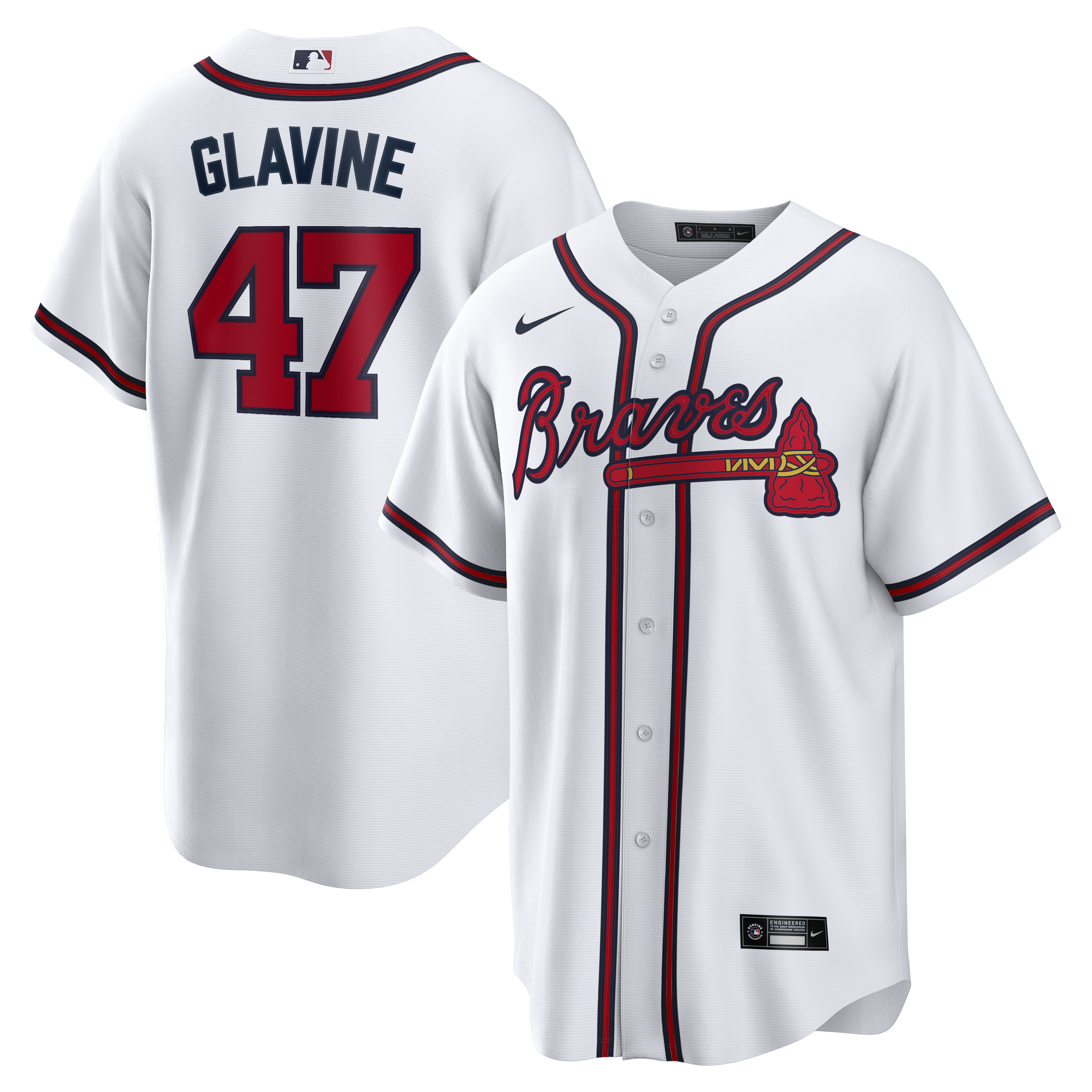 Tom Glavine Atlanta Braves Home Retired Player Replica Jersey - White | Stitched Baseball Jersey TJS1624