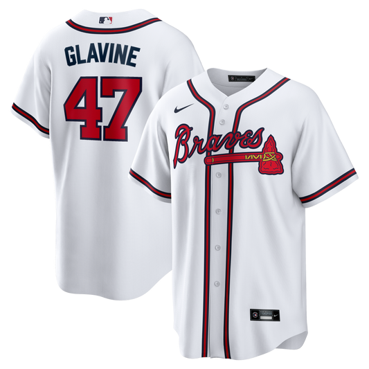 Tom Glavine Atlanta Braves Home Retired Player Replica Jersey - White | Stitched Baseball Jersey TJS1624