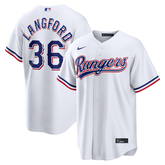 Wyatt Langford Texas Rangers Home Replica Jersey - White | Stitched Baseball Jersey TJS1627