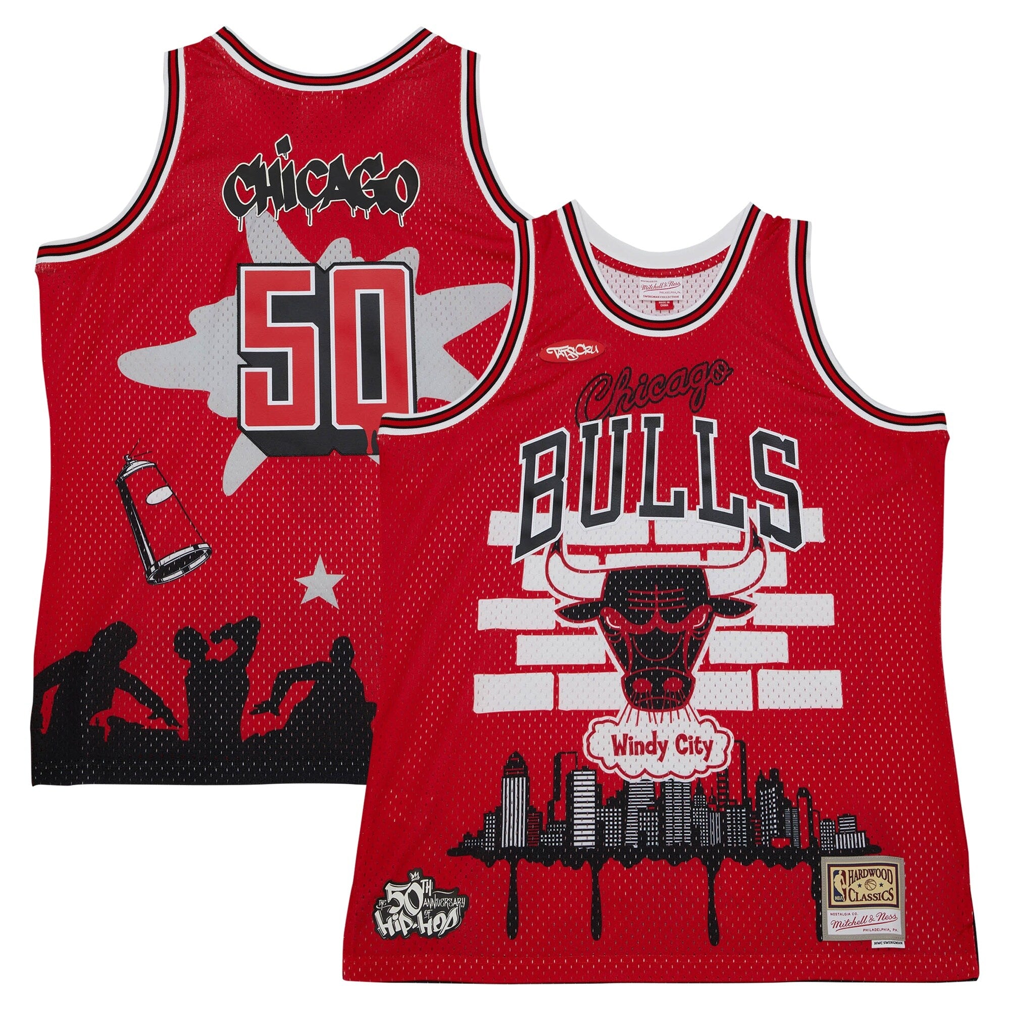 Chicago Bulls M & N x Tats Cru Hardwood Classics Fashion Jersey - Red Basketball TJS0037