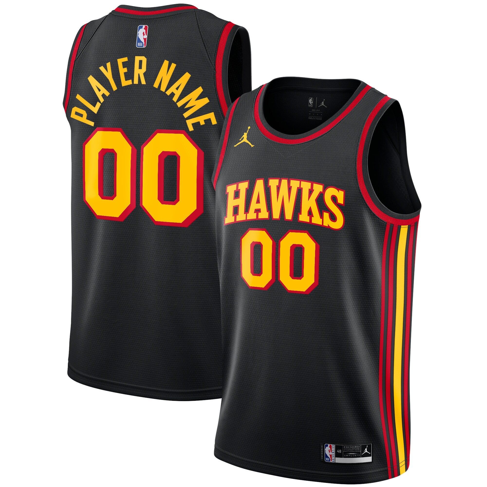 Atlanta Hawks Jordan Brand Swingman Custom Jersey - Statement Edition - Black Basketball TJS0048