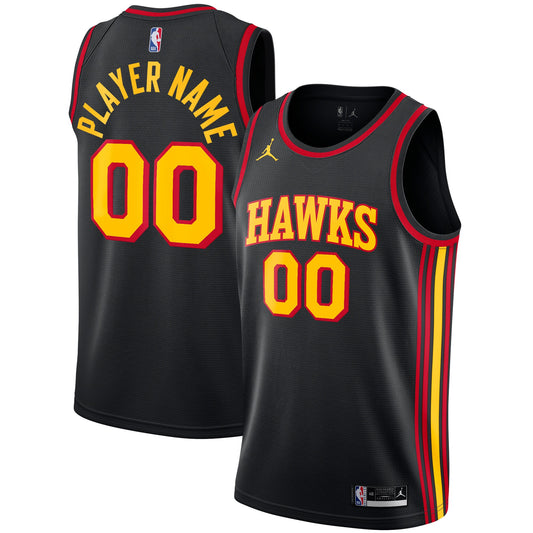 Atlanta Hawks Jordan Brand Swingman Custom Jersey - Statement Edition - Black Basketball TJS0048