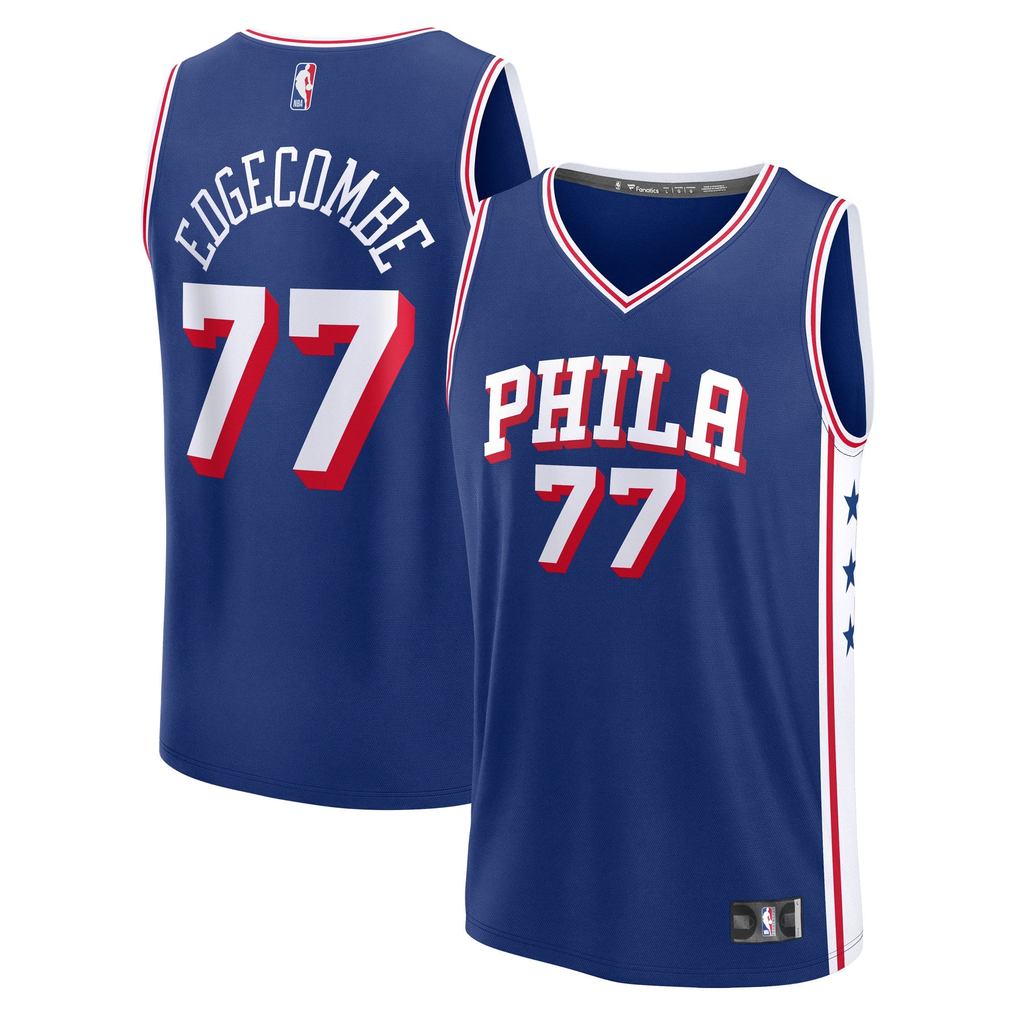 V. J. Edgecombe Philadelphia 76ers 2025 Draft First Round Pick Fast Break Replica Jersey - Icon Edition - Royal Basketball TJS0062