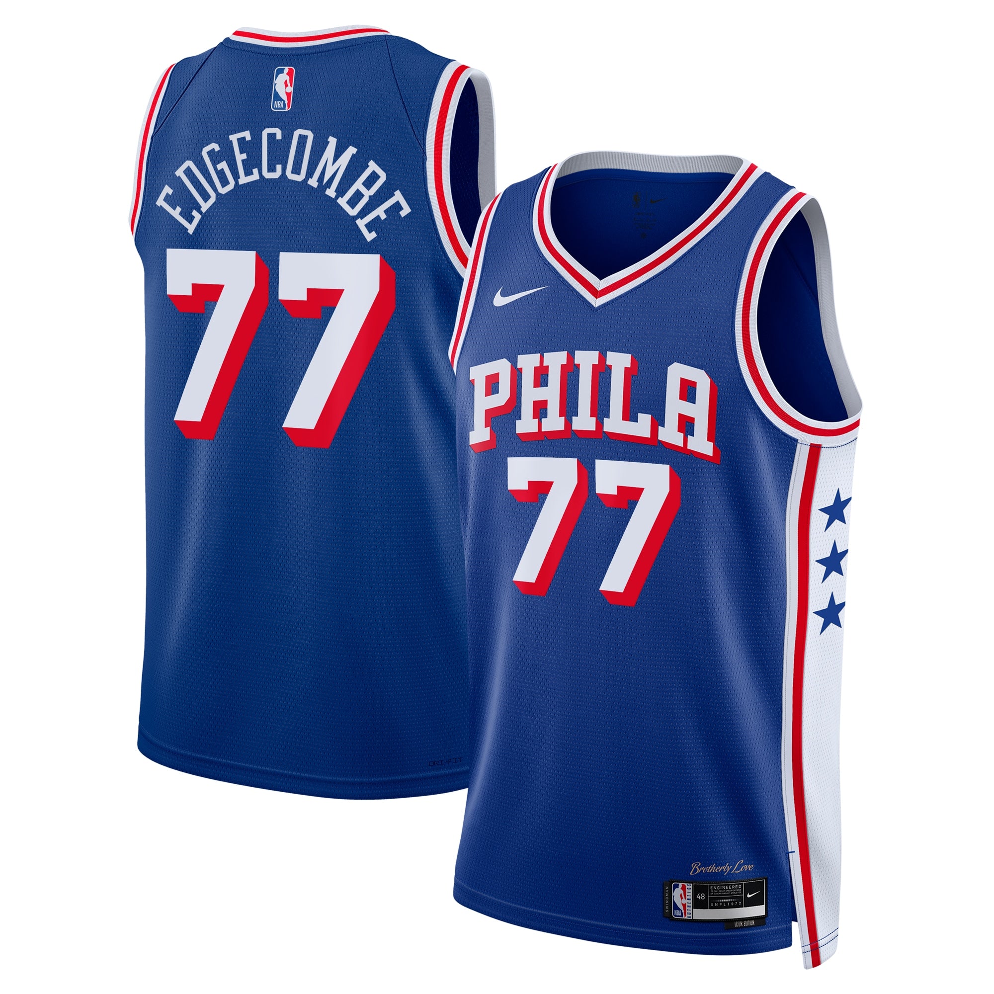 V. J. Edgecombe Philadelphia 76ers Unisex 2025 Draft First Round Pick Swingman Jersey - Icon Edition - Royal Basketball TJS0077