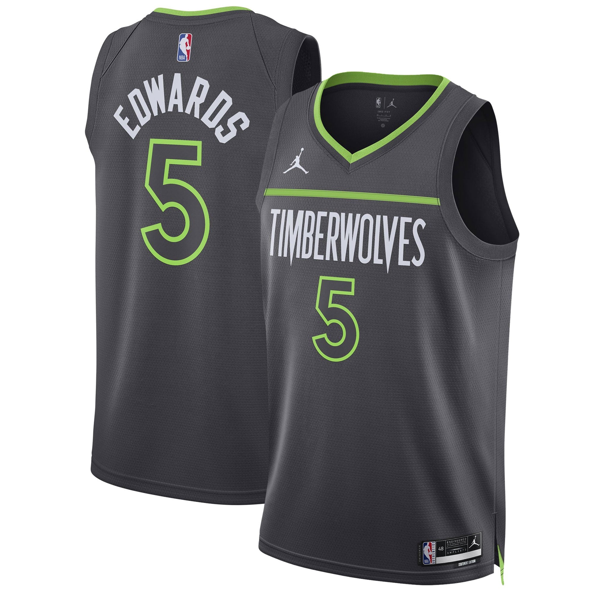 Anthony Edwards Minnesota Timberwolves Jordan Brand Unisex Swingman Jersey - Statement Edition - Charcoal Basketball TJS0035