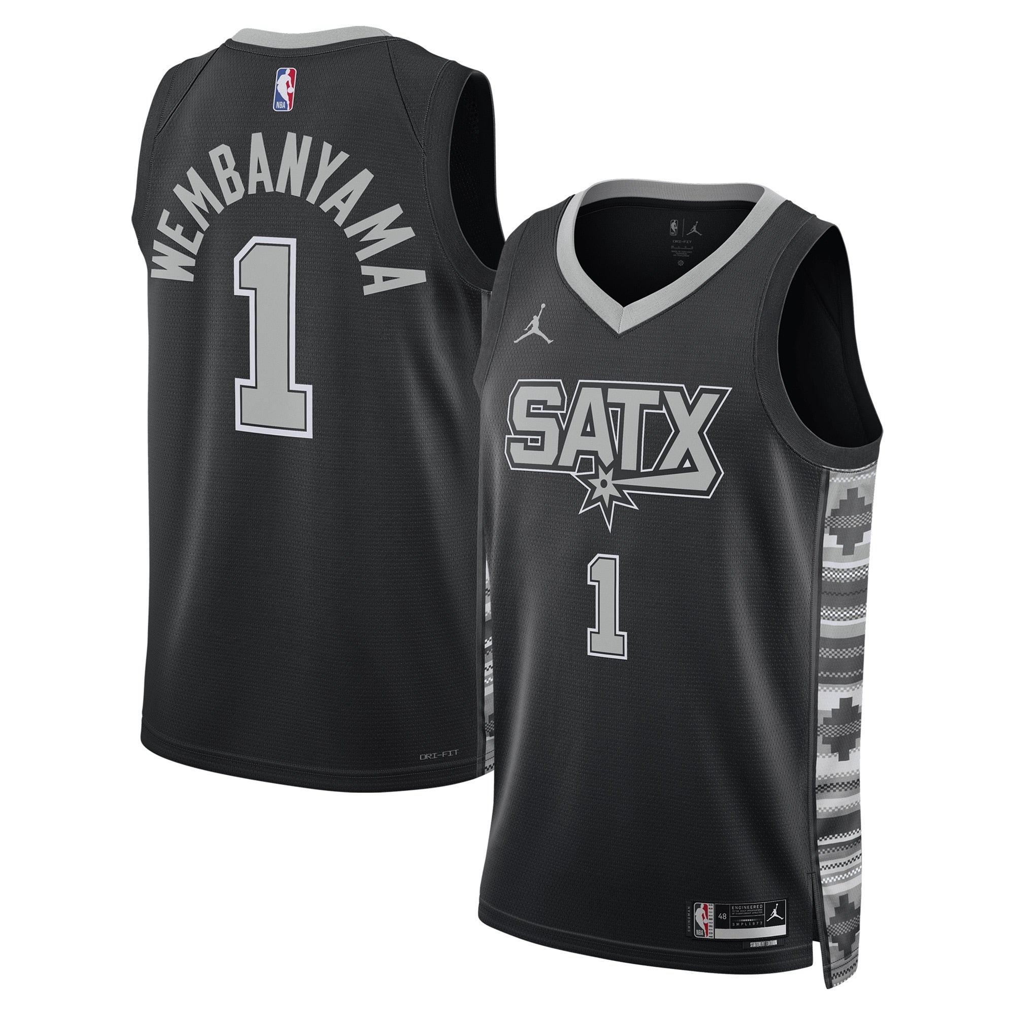 Victor Wembanyama San Antonio Spurs Jordan Brand Unisex Swingman Jersey - Statement Edition - Black Basketball TJS0026