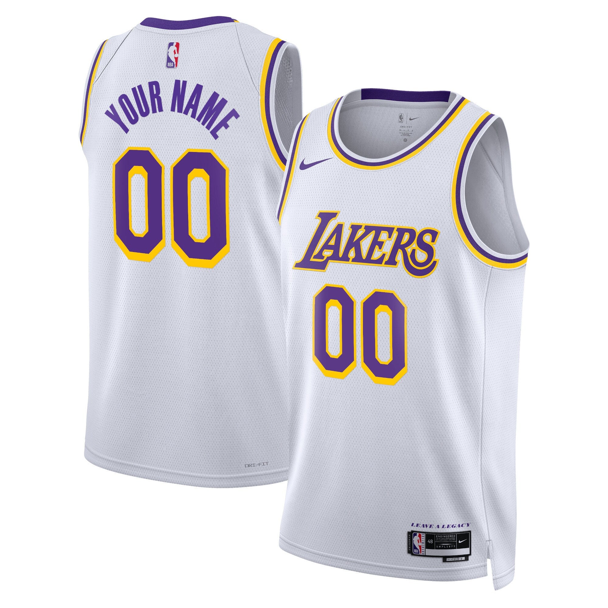 Los Angeles Lakers Unisex Swingman Custom Jersey White - Association Edition Basketball TJS0071