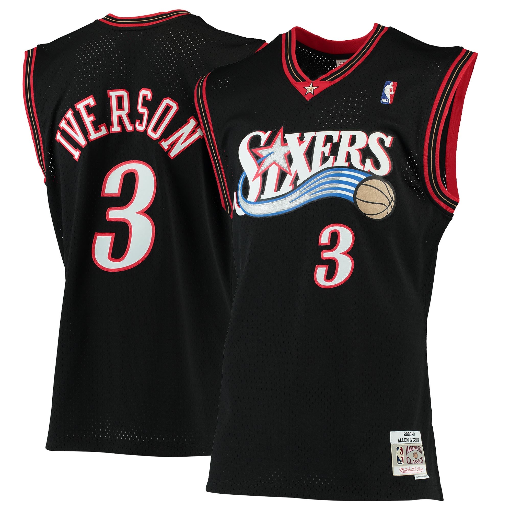 Allen Iverson Philadelphia 76ers M & N 2000/01 Hardwood Classics Swingman Jersey - Black Basketball TJS0015