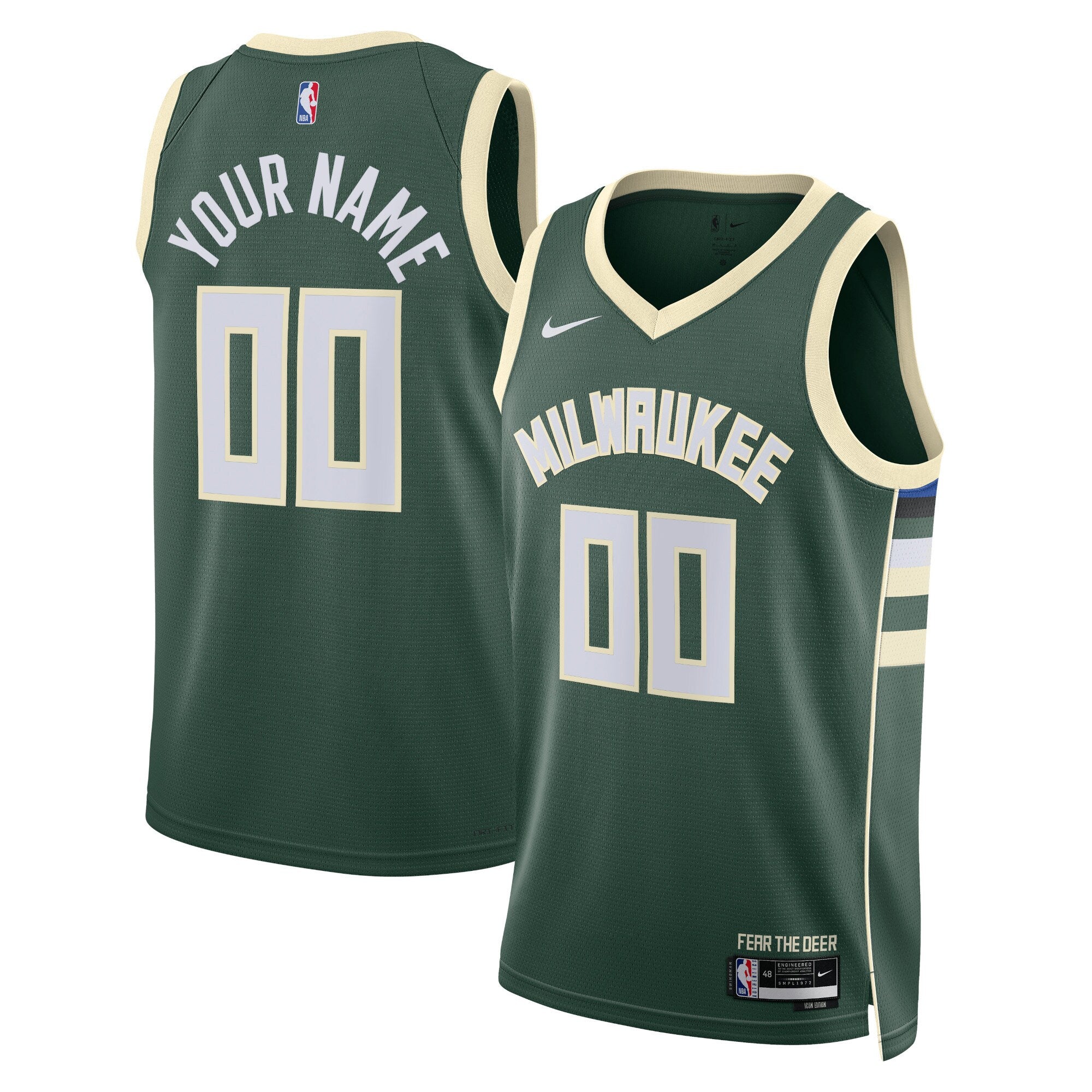 Milwaukee Bucks Unisex Swingman Custom Jersey Hunter Green - Icon Edition Basketball TJS0098