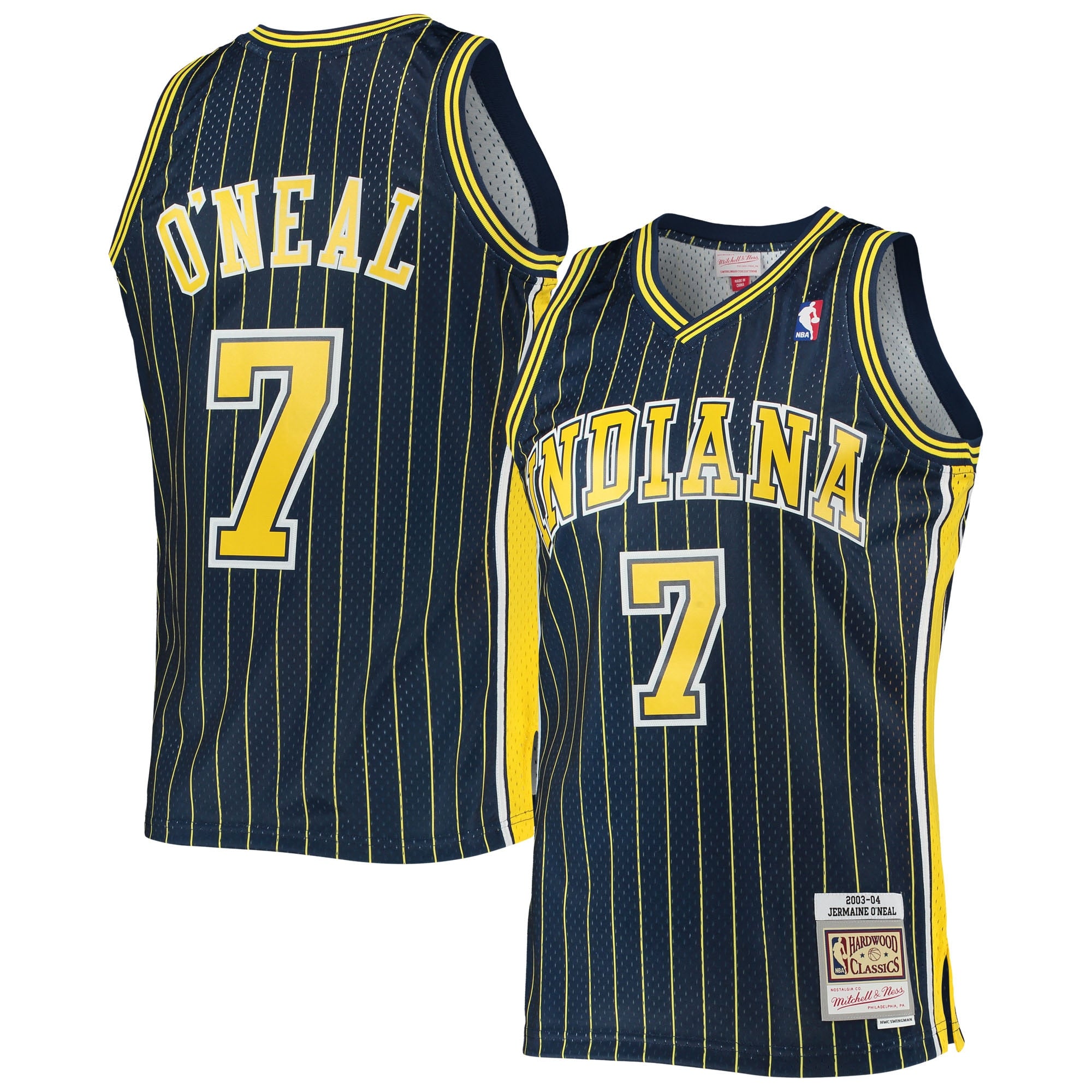 Jermaine O'Neal Indiana Pacers M & N 2003/04 Hardwood Classics Swingman Jersey - Navy Basketball TJS0266