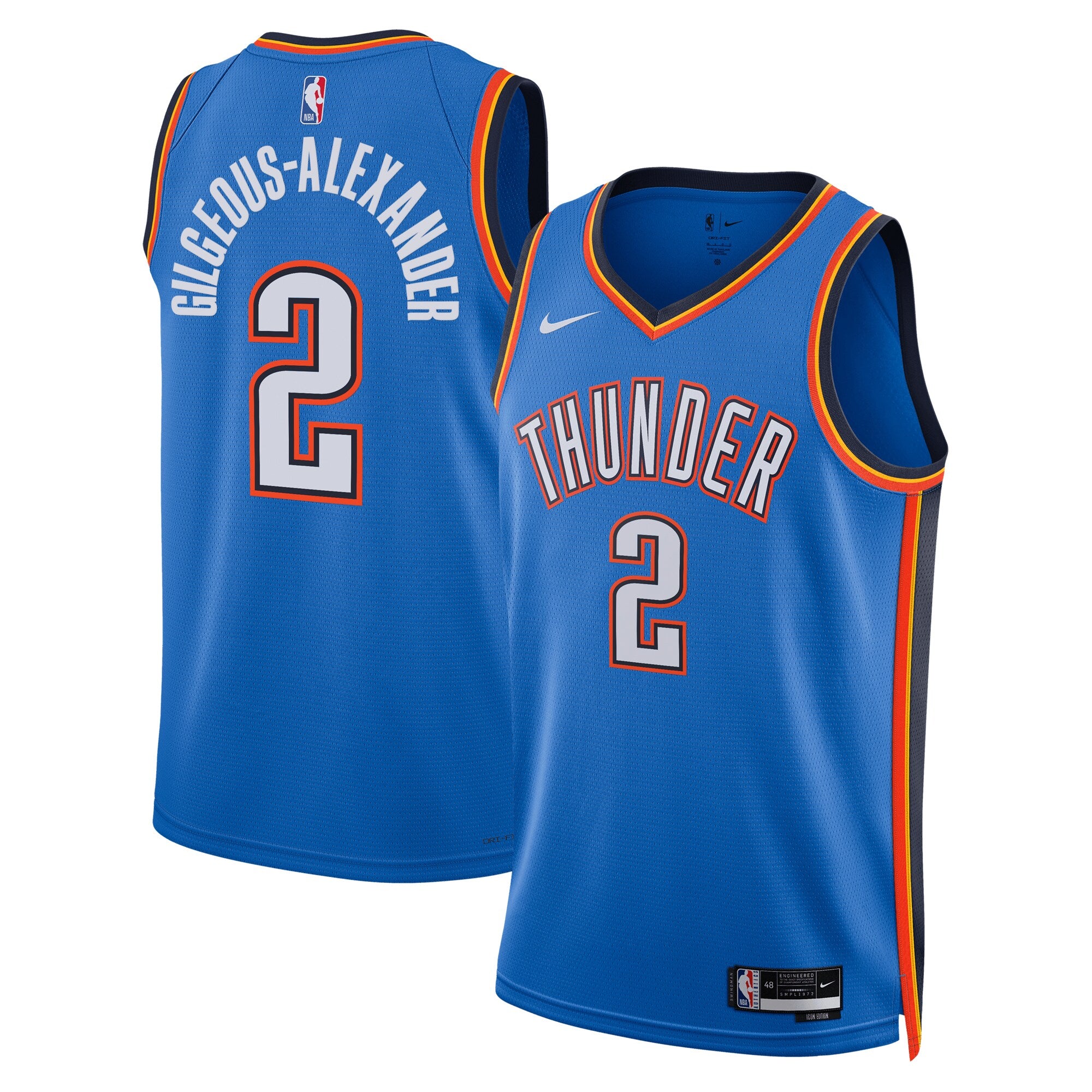 Shai Gilgeous-Alexander Oklahoma City Thunder Unisex Badge Swingman Replica Jersey - Icon Edition - Blue Basketball TJS0131