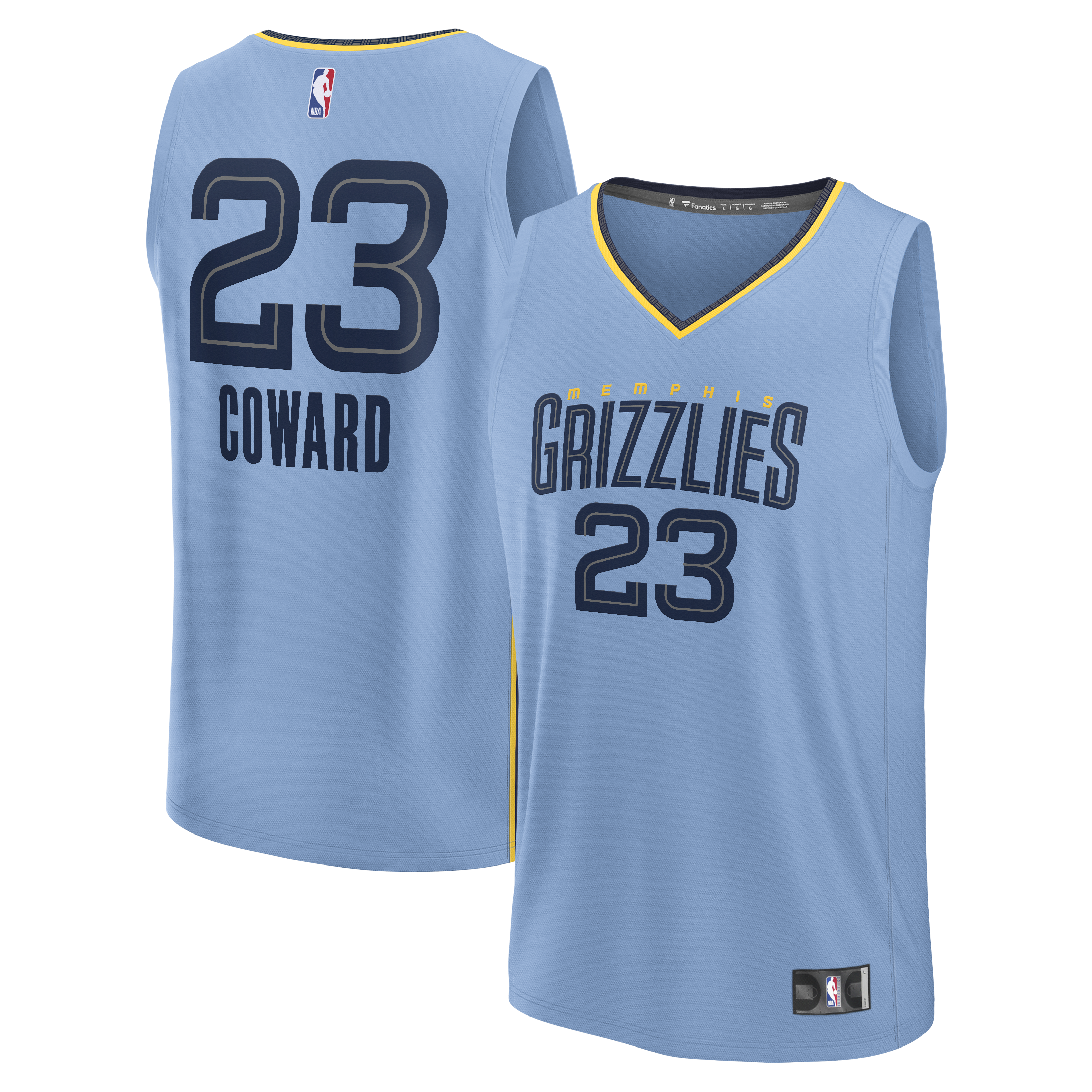 Cedric Coward Memphis Grizzlies Fast Break Replica Player Jersey - Statement Edition - Light Blue Basketball TJS0217