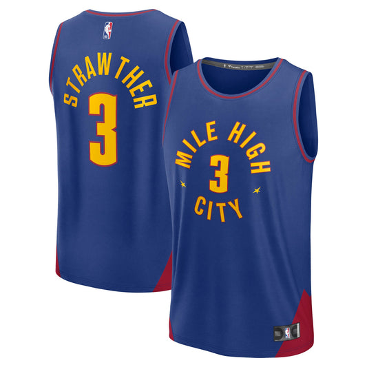 Julian Strawther Denver Nuggets Fast Break Replica Player Jersey - Statement Edition - Blue Basketball TJS0180