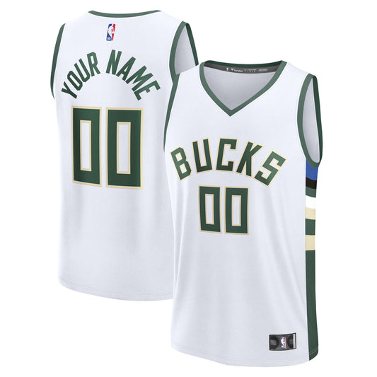 Milwaukee Bucks Fast Break Custom Jersey - Association Edition - White Basketball TJS0273
