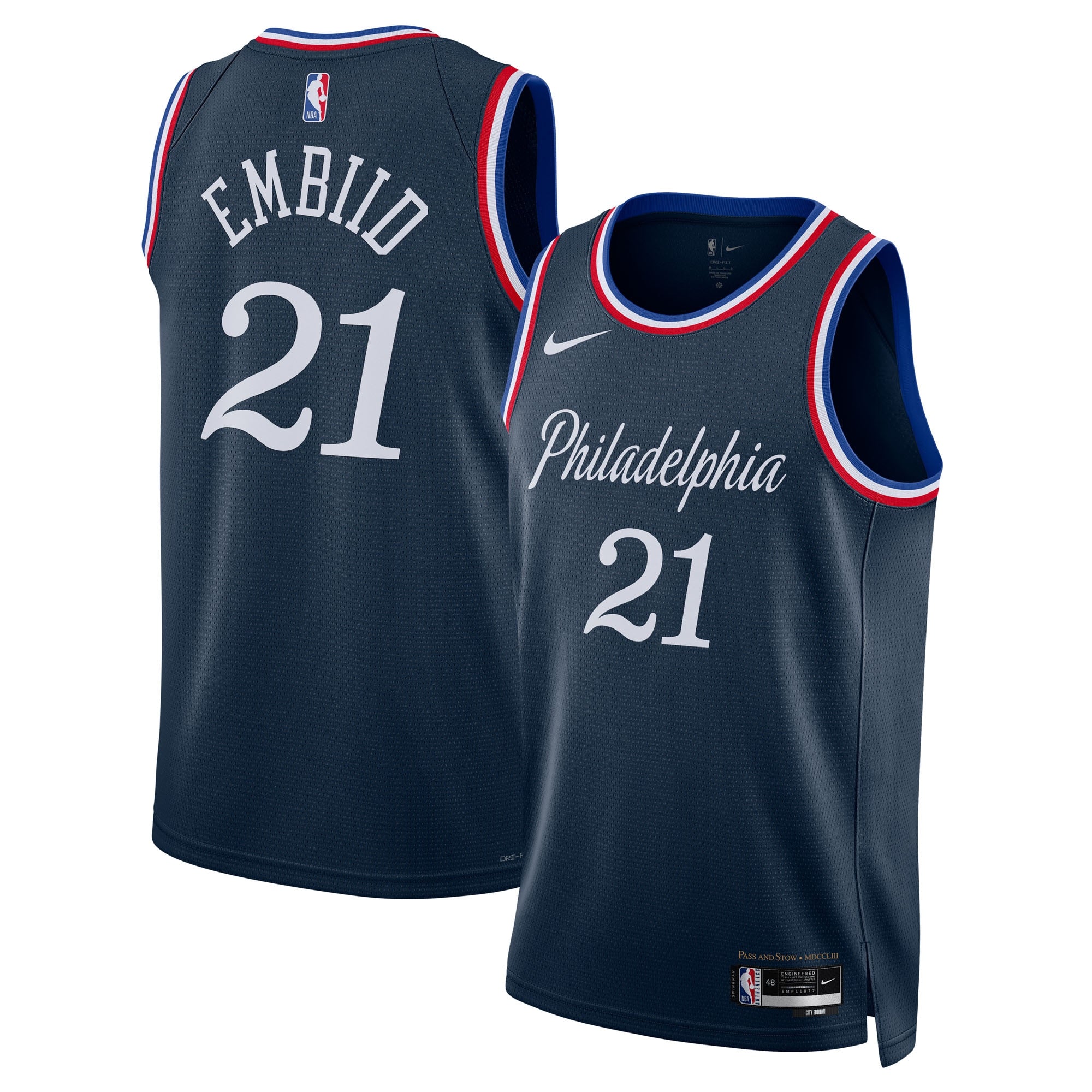 Joel Embiid Philadelphia 76ers Unisex 2025/26 Swingman Jersey - Navy - City Edition Basketball TJS0133