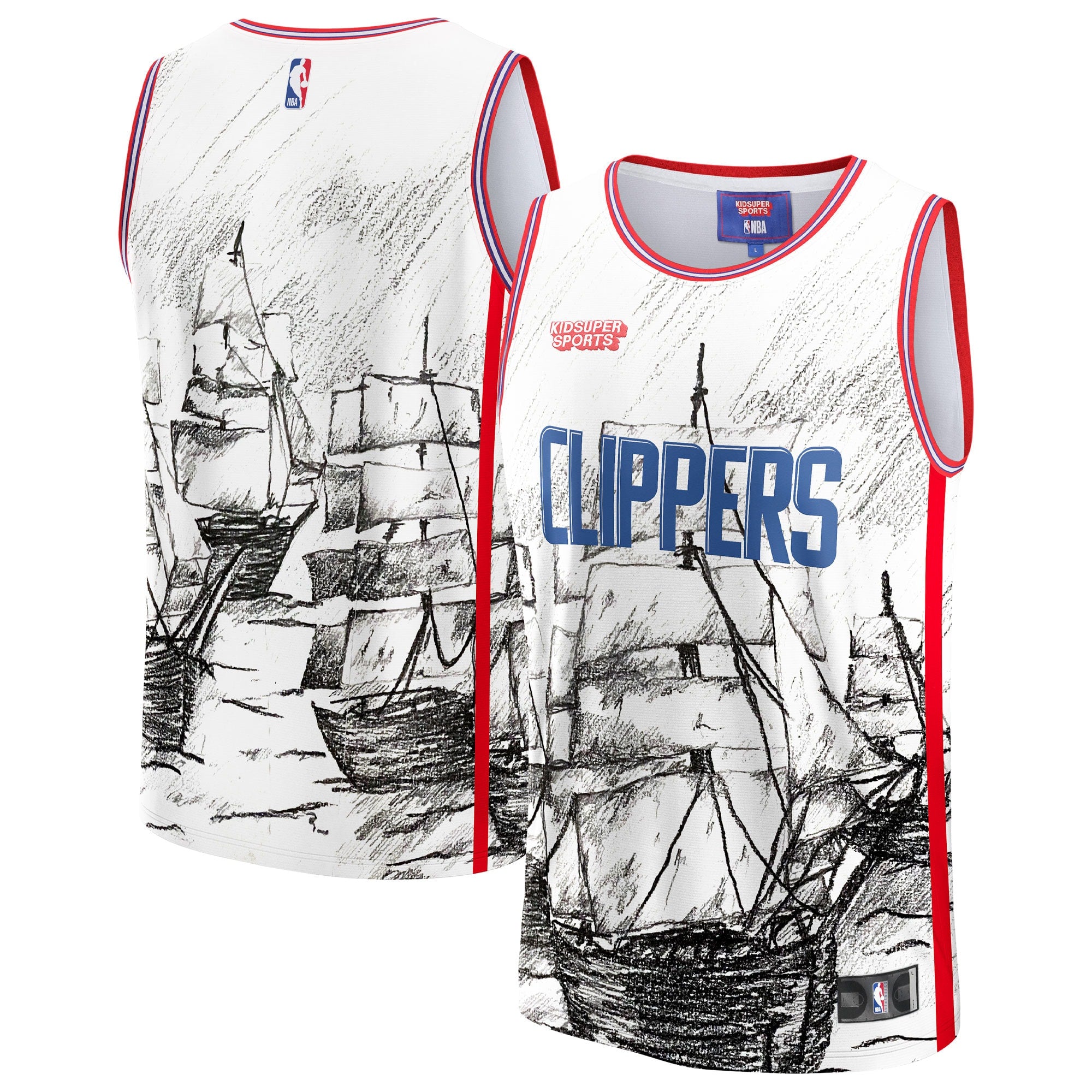 LA Clippers & KidSuper Studios by Unisex Hometown Jersey - Gray Basketball TJS0120