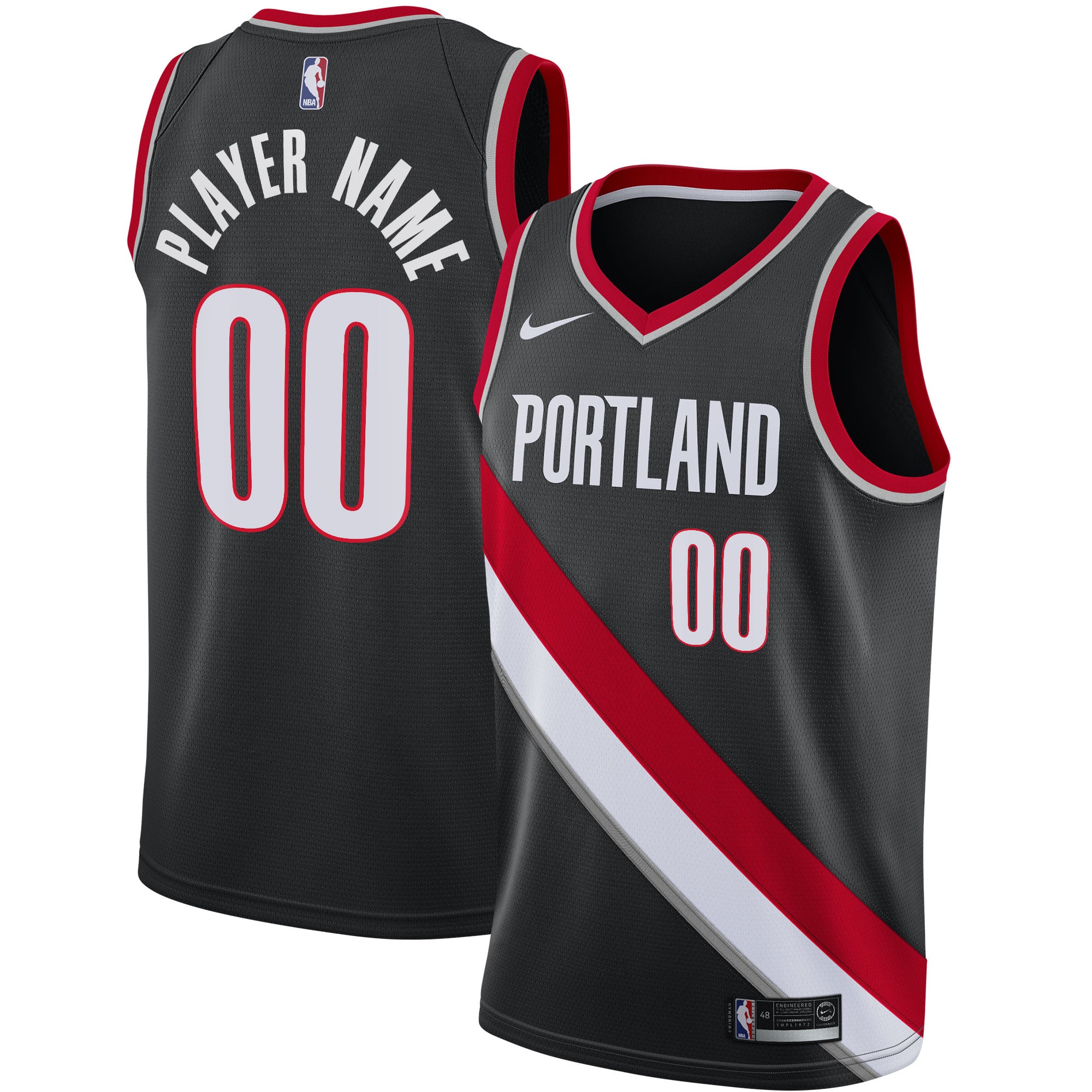 Portland Trail Blazers 2020/21 Swingman Custom Jersey - Icon Edition - Black Basketball TJS0251