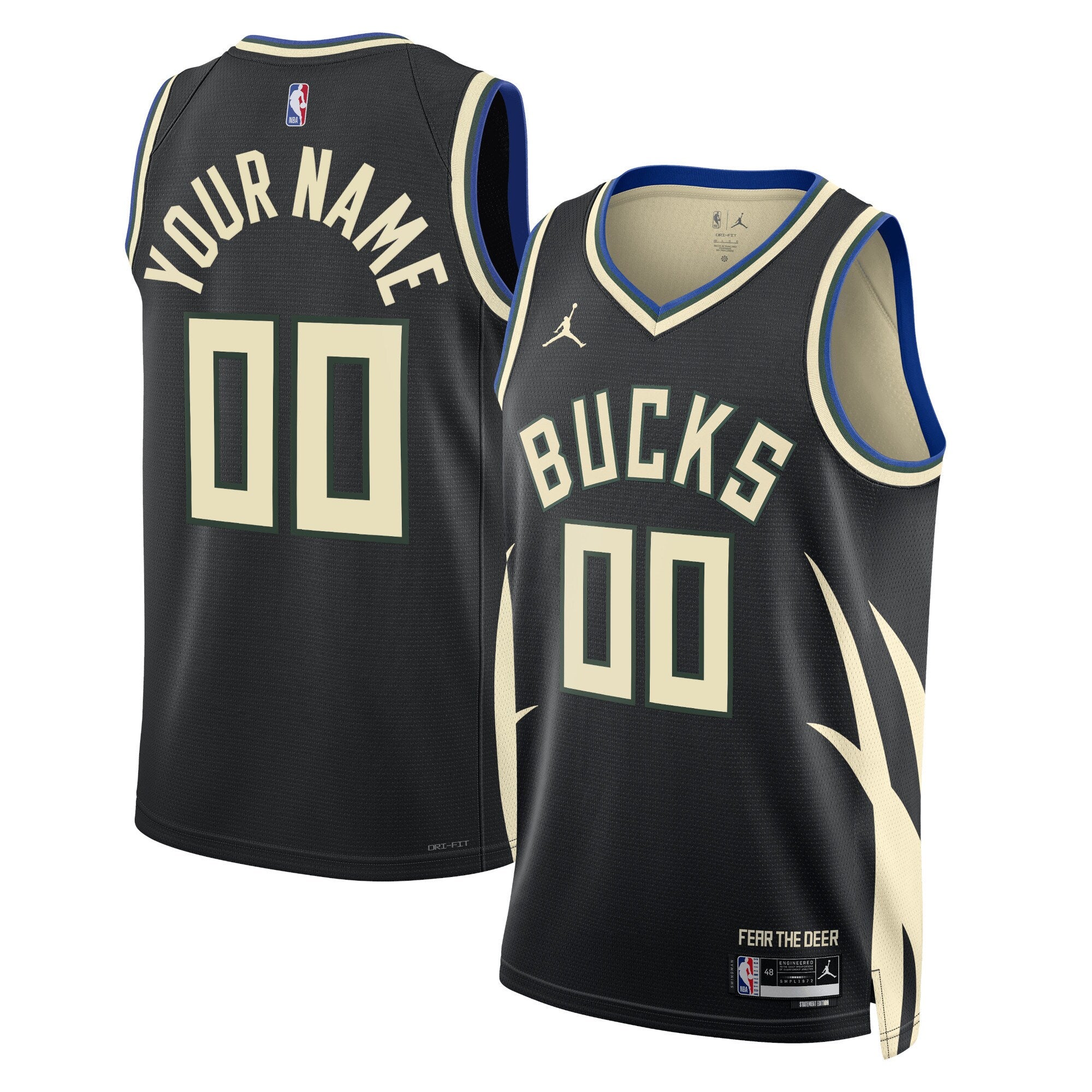 Milwaukee Bucks Jordan Brand Unisex 2022/23 Swingman Custom Jersey - Statement Edition - Black Basketball TJS0227