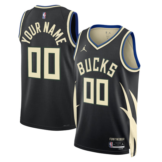 Milwaukee Bucks Jordan Brand Unisex 2022/23 Swingman Custom Jersey - Statement Edition - Black Basketball TJS0227