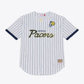 Indiana Pacers M & N Head Coach Pinstripe Mesh Full-Button Baseball Jersey - White Basketball TJS0125