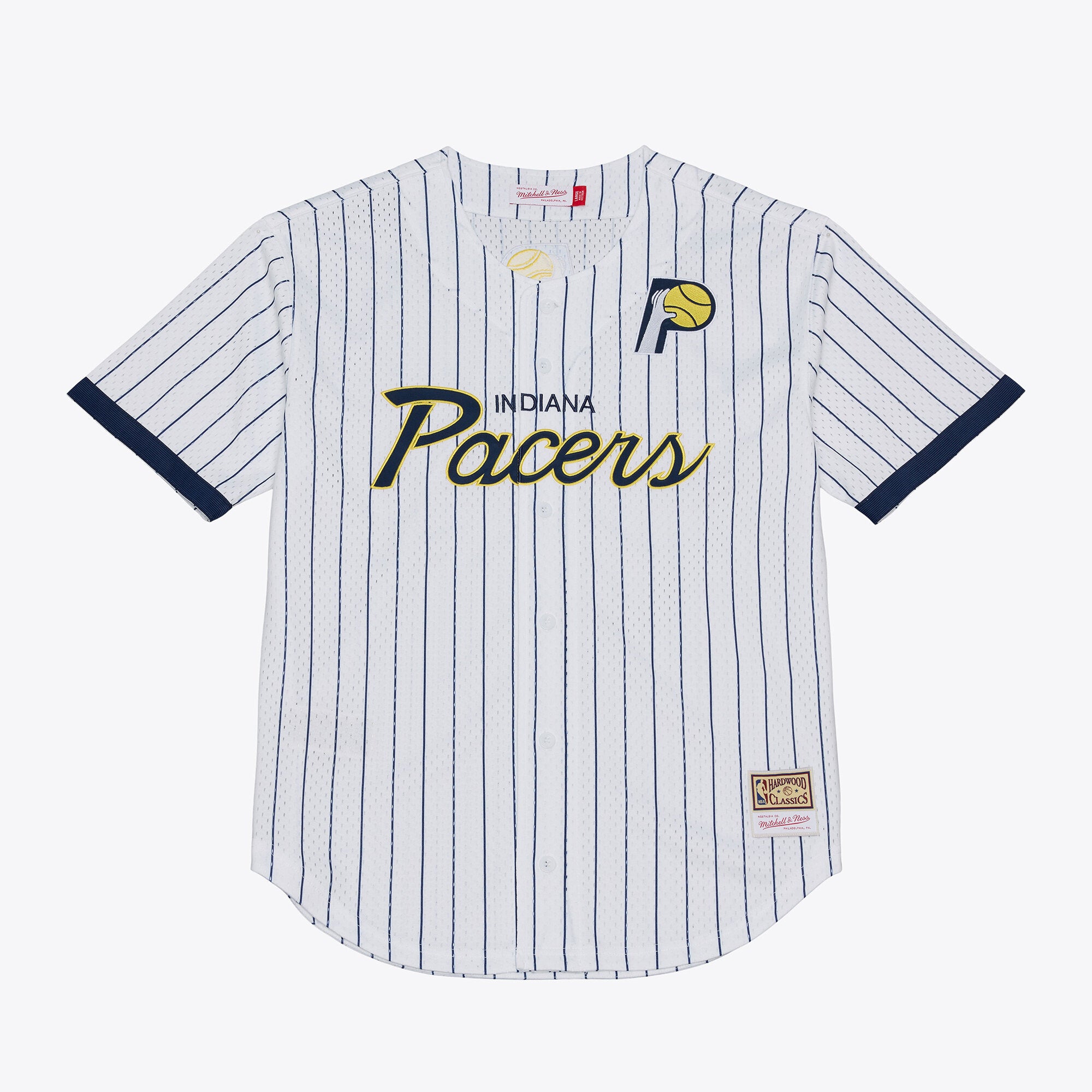 Indiana Pacers M & N Head Coach Pinstripe Mesh Full-Button Baseball Jersey - White Basketball TJS0125