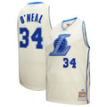 Shaquille O'Neal Los Angeles Lakers M & N Chainstitch Swingman Jersey - Cream Basketball TJS0168
