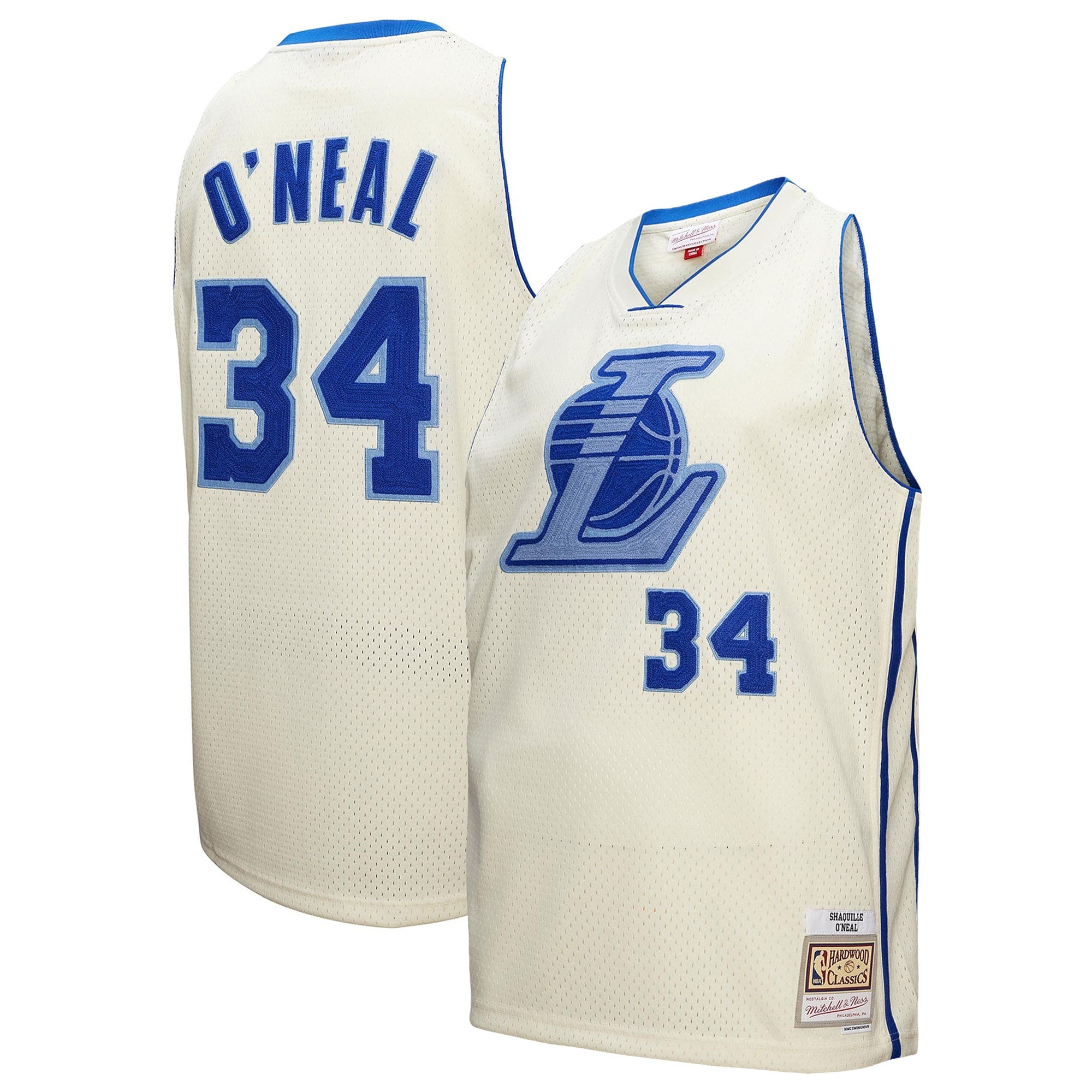 Shaquille O'Neal Los Angeles Lakers M & N Chainstitch Swingman Jersey - Cream Basketball TJS0168