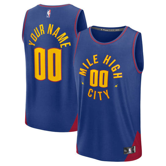 Denver Nuggets Fast Break Custom Jersey - Statement Edition - Blue Basketball TJS0143