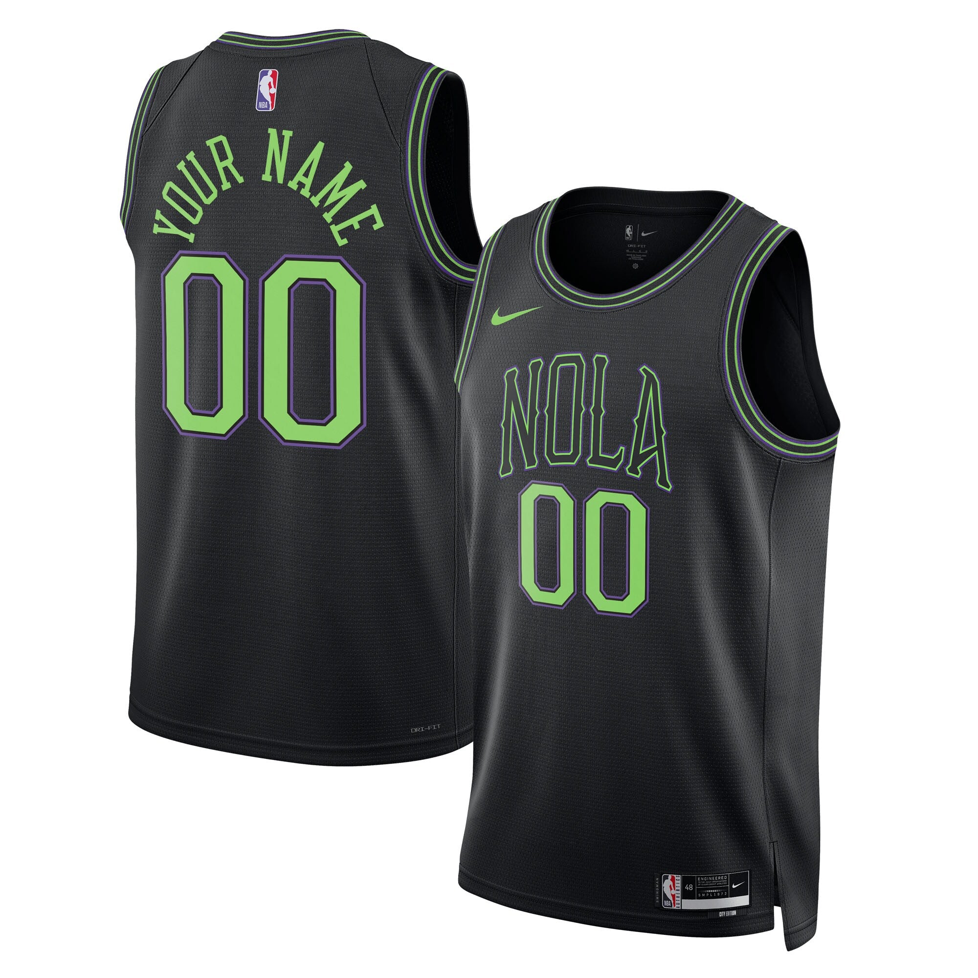 New Orleans Pelicans Unisex 2025/26 City Edition Swingman Custom Jersey - Black Basketball TJS0135