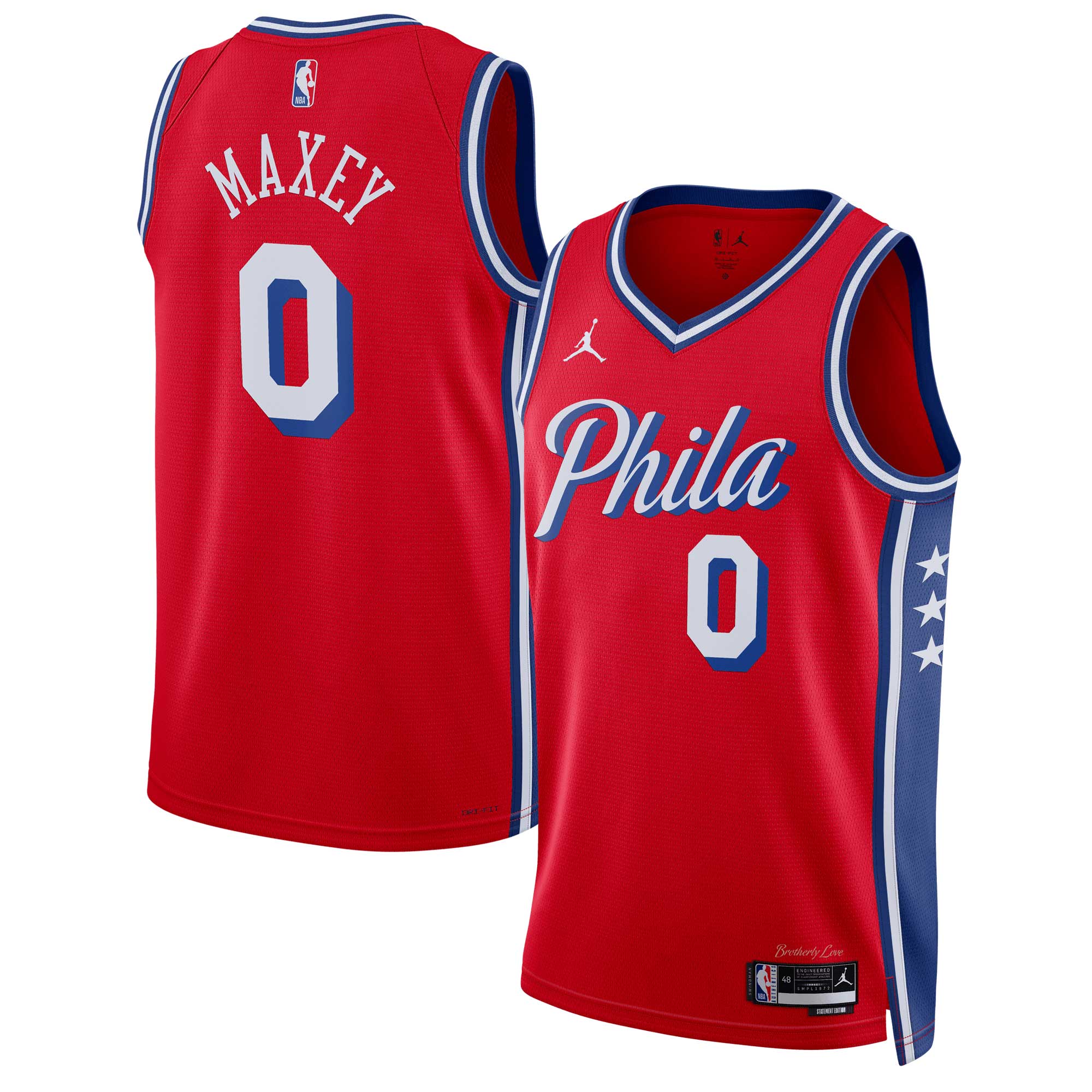 Tyrese Maxey Philadelphia 76ers Jordan Brand Unisex Swingman Jersey - Statement Edition - Red Basketball TJS0122