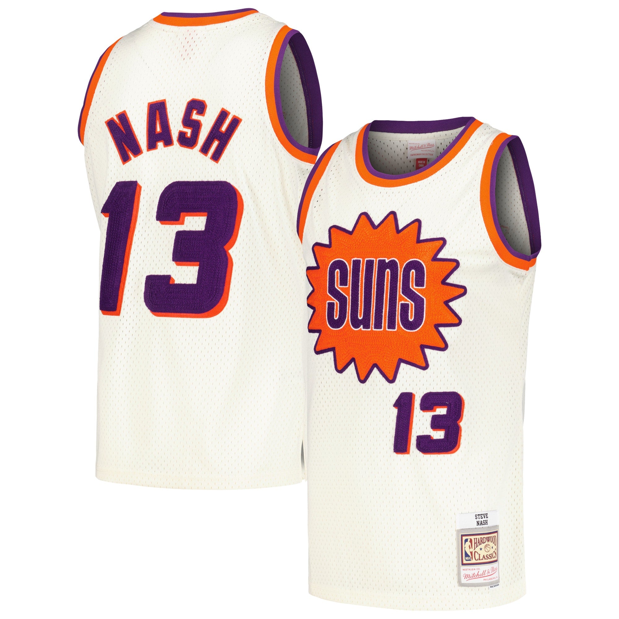 Steve Nash Phoenix Suns M & N Chainstitch Swingman Jersey - Cream Basketball TJS0255