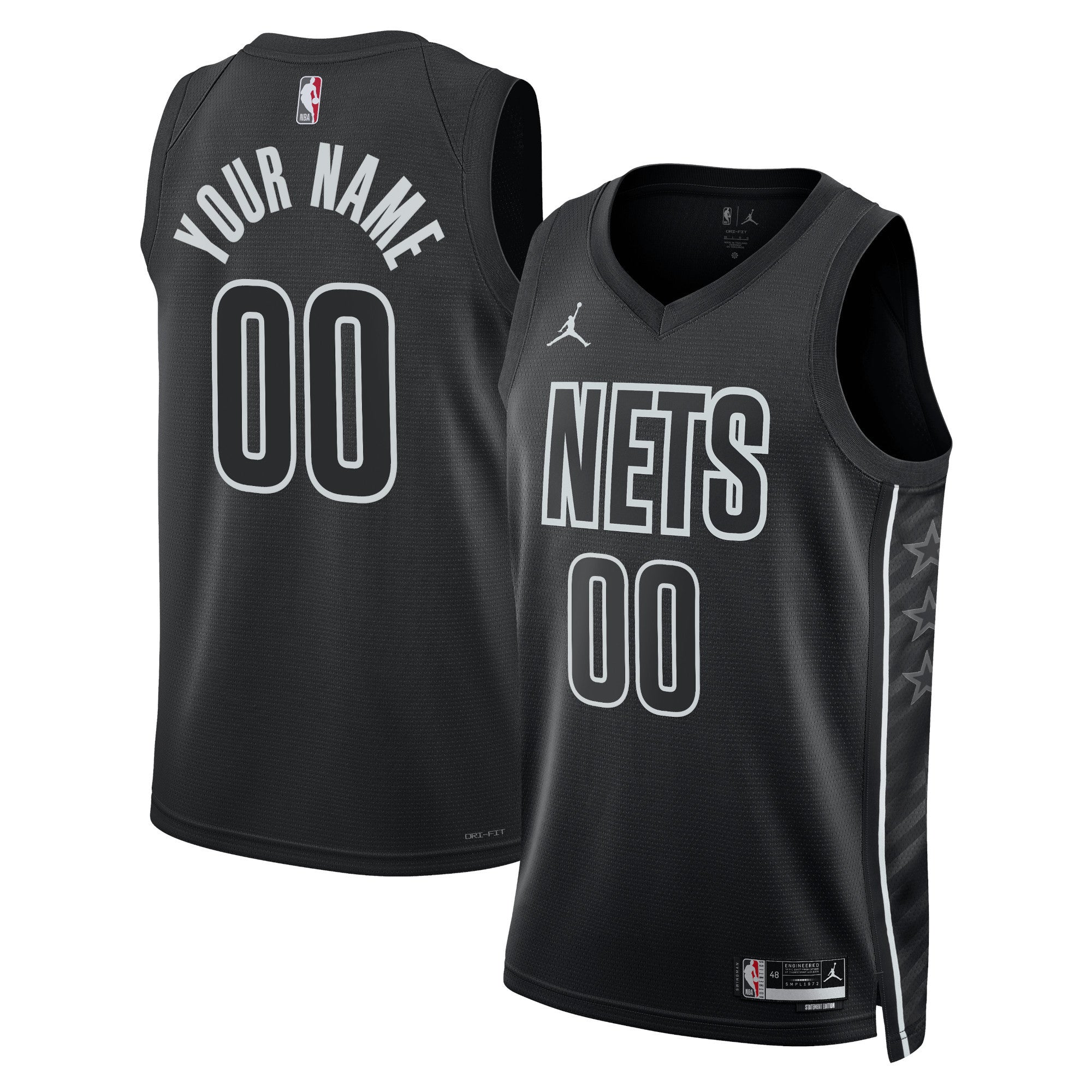 Brooklyn Nets Jordan Brand Unisex 2022/23 Swingman Custom Jersey - Statement Edition - Black Basketball TJS0177