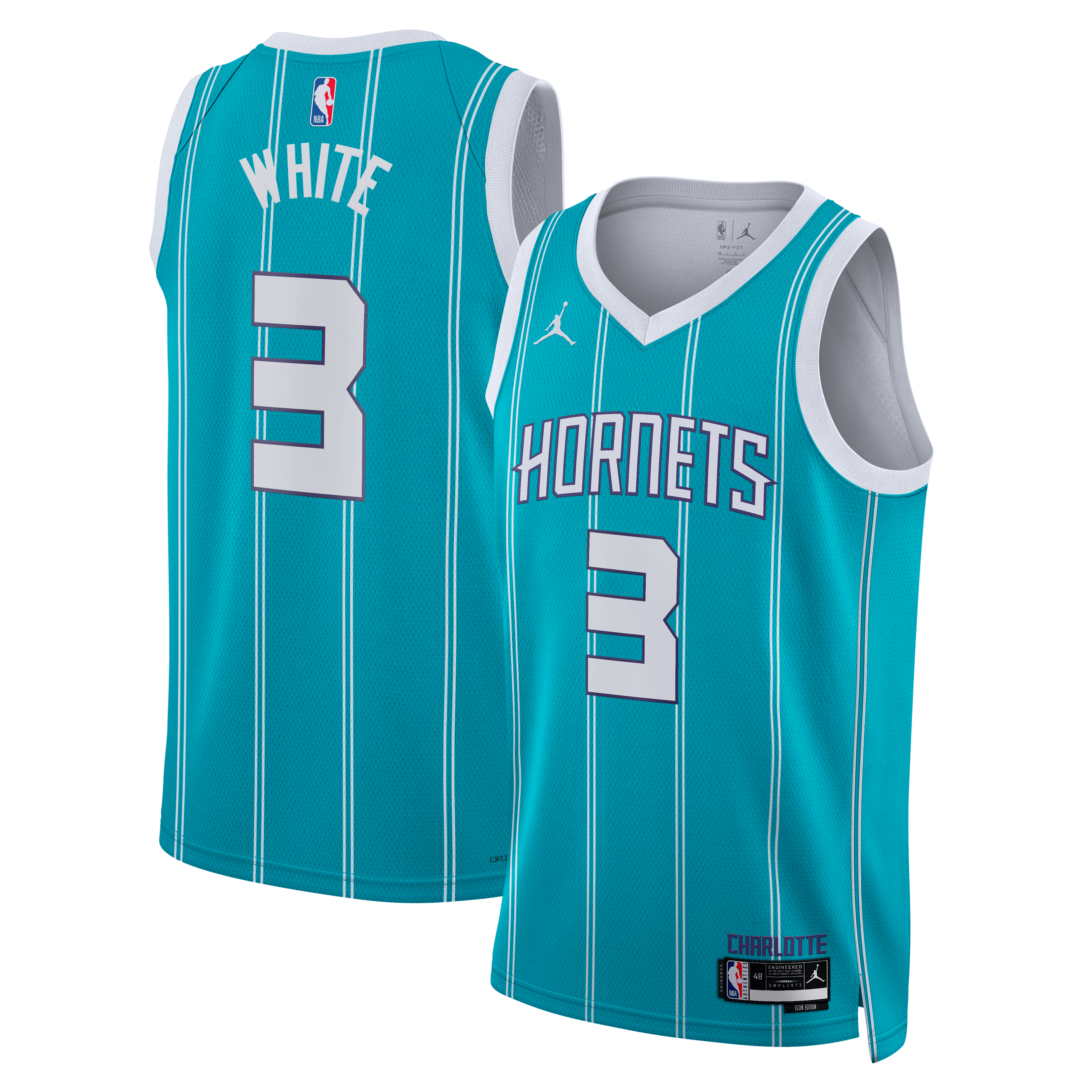 Coby White Charlotte Hornets Jordan Brand Unisex Swingman Jersey - Icon Edition - Teal Basketball TJS0182