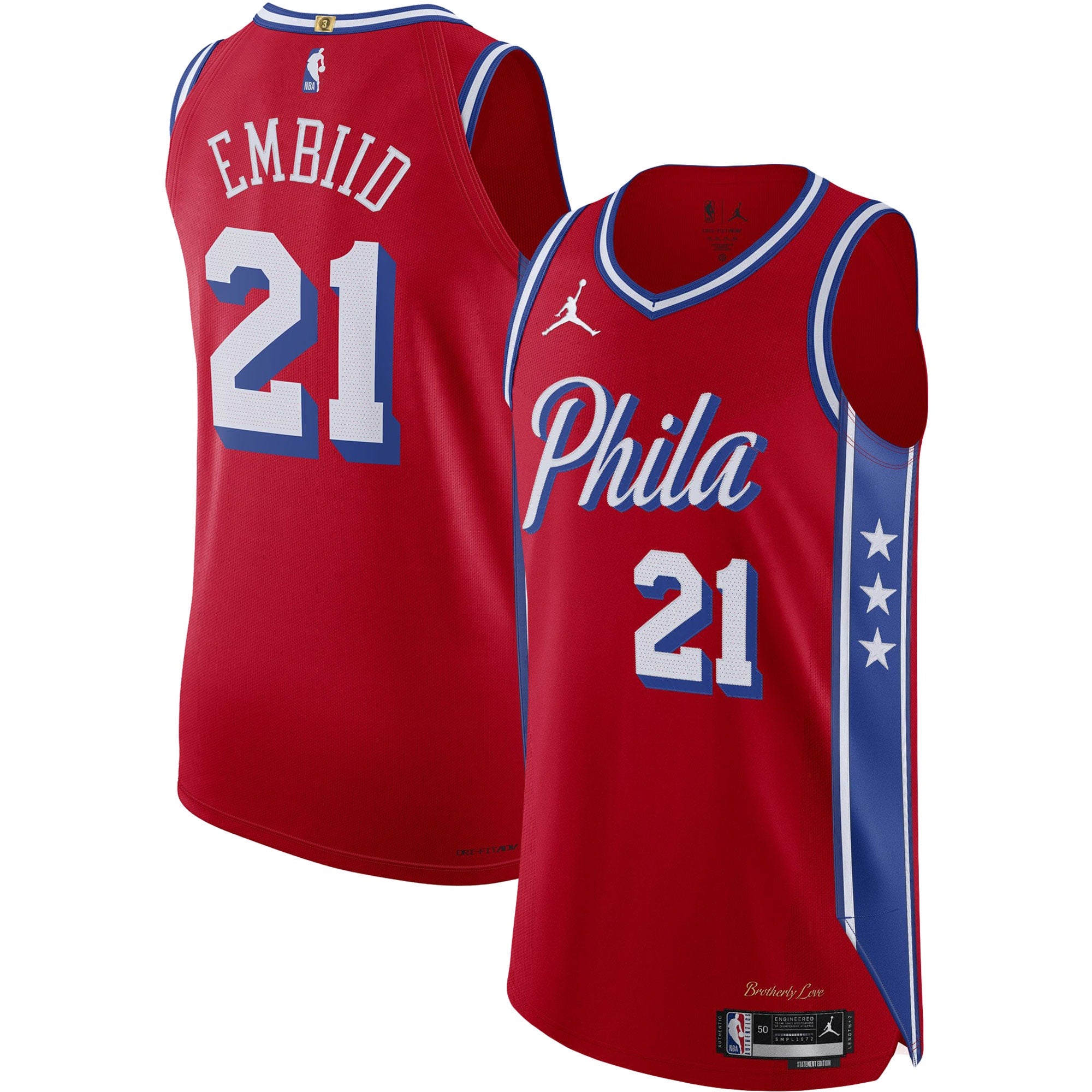 Joel Embiid Philadelphia 76ers Jordan Brand Player Jersey - Statement Edition - Red Basketball TJS0156