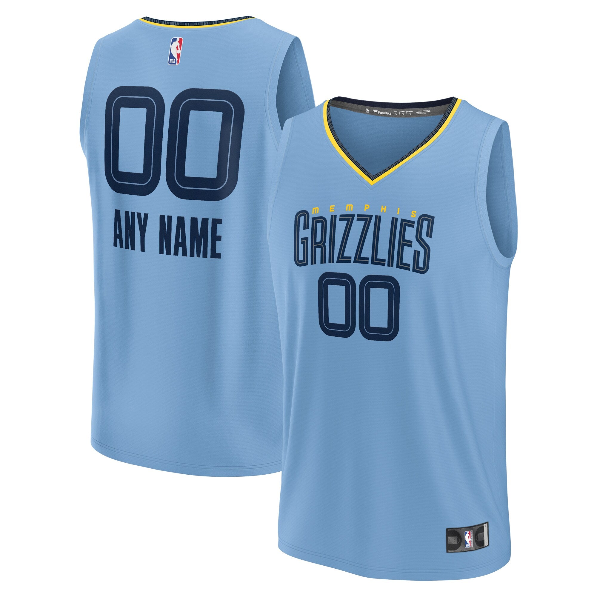 Memphis Grizzlies Custom Fast Break Jersey - Statement Edition - Light Blue Basketball TJS0254