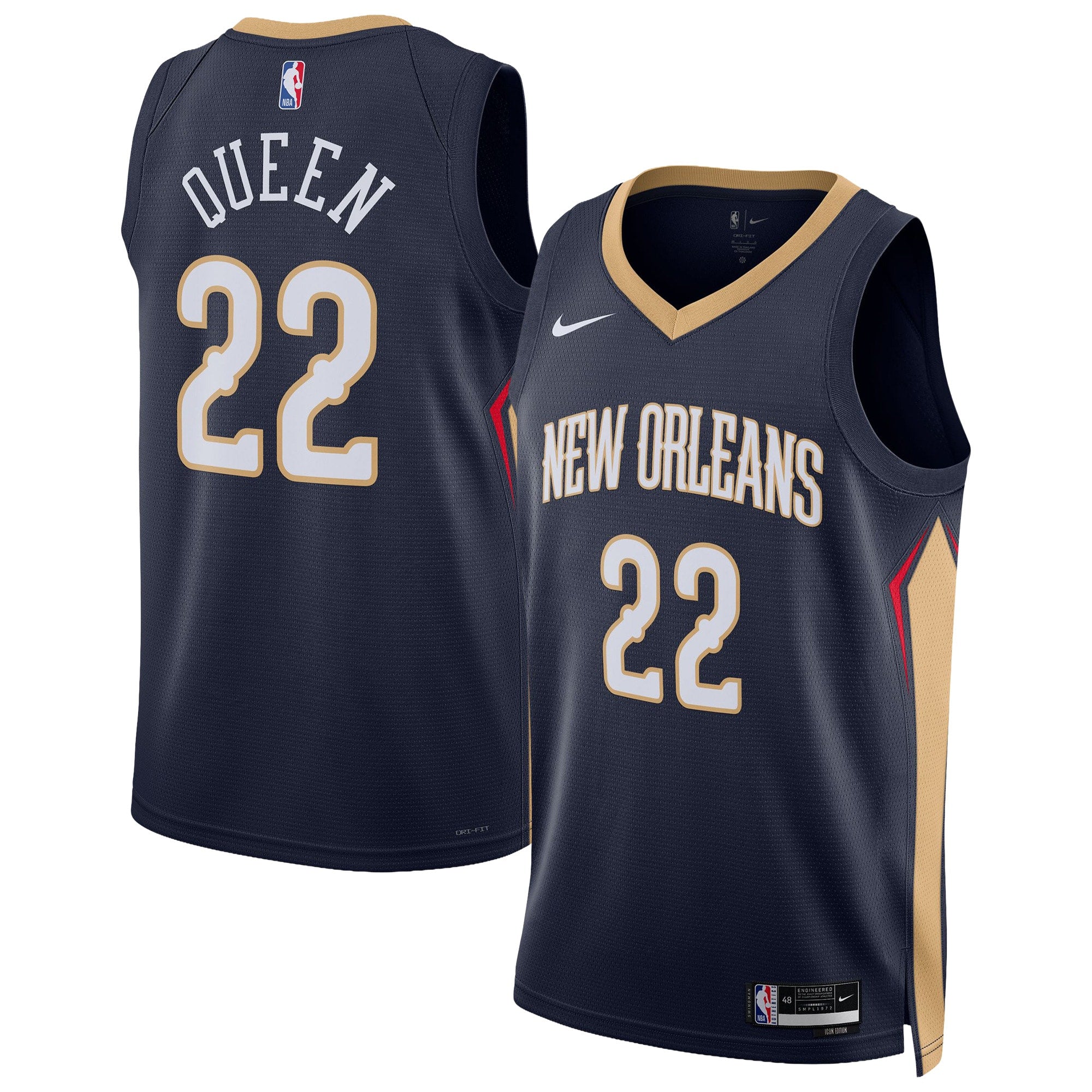Derik Queen New Orleans Pelicans Unisex Swingman Jersey - Icon Edition - Navy Basketball TJS0152