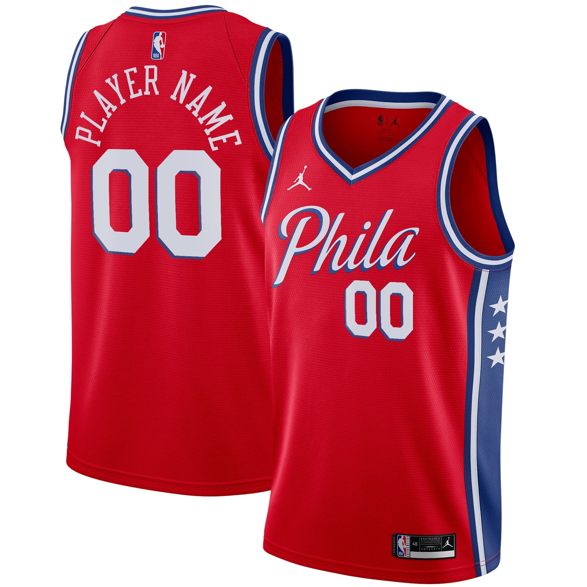 Philadelphia 76ers Jordan Brand Swingman Custom Jersey - Statement Edition - Red Basketball TJS0278
