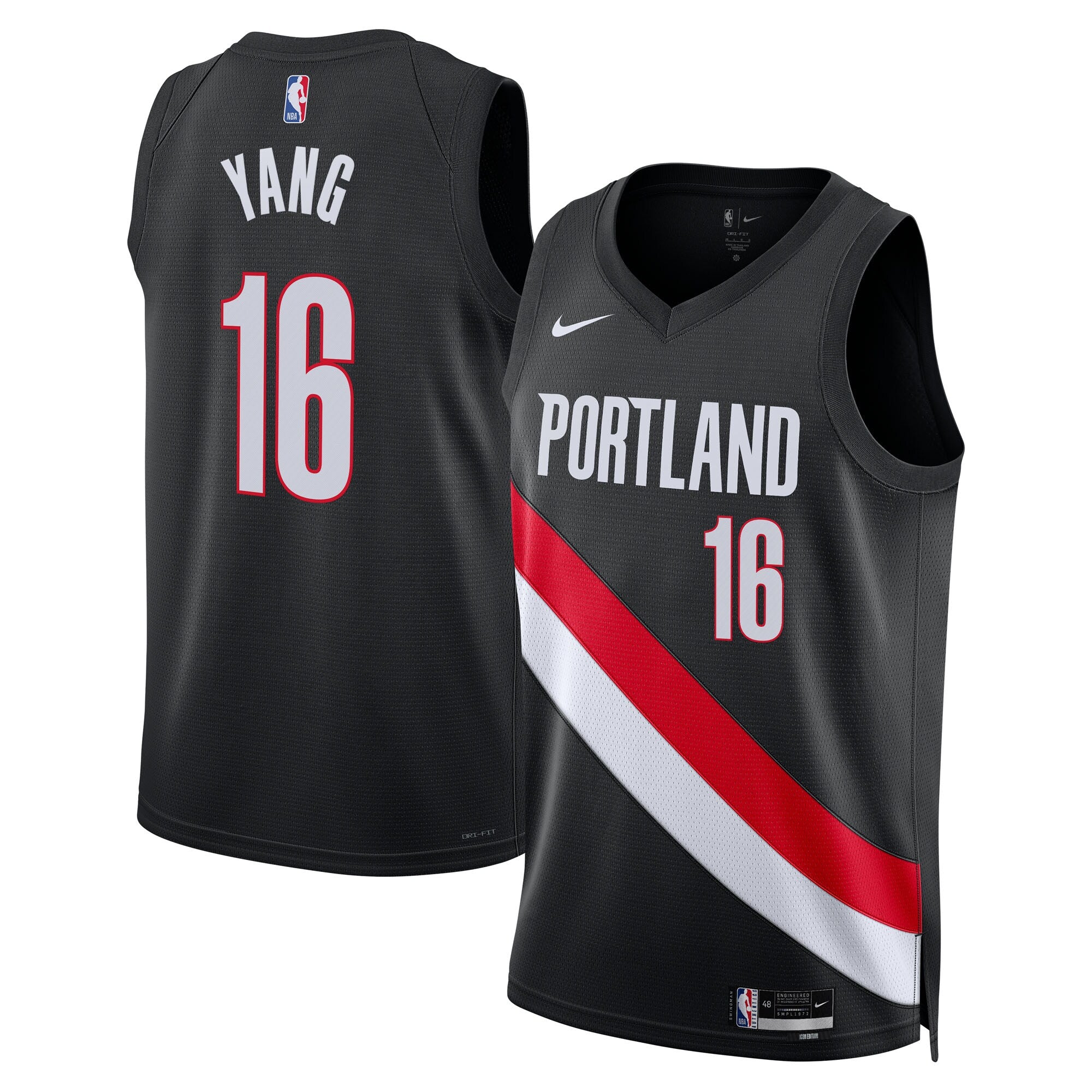 Yang Hansen Portland Trail Blazers Unisex Swingman Jersey - Icon Edition - Black Basketball TJS0277